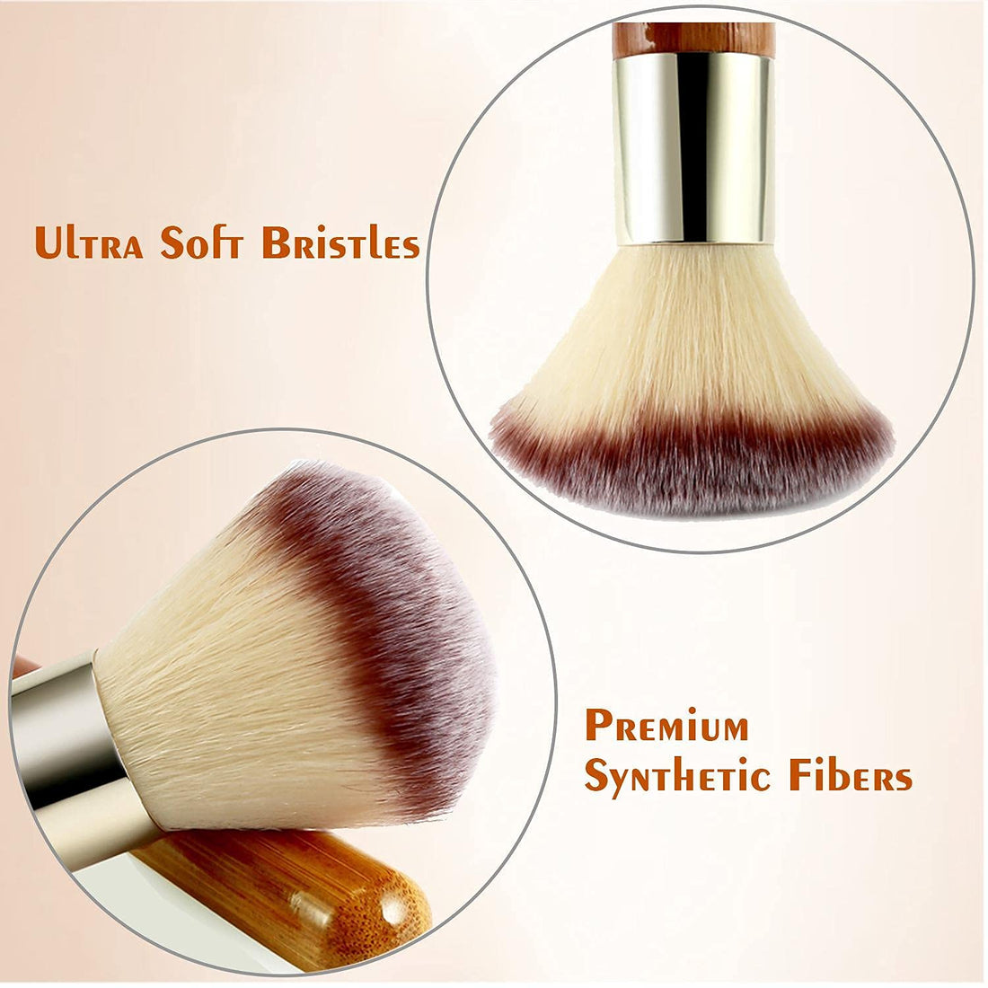 Matto Bamboo Makeup Brush Set Face Kabuki 2 Pieces - Foundation And Powder Makeup Brushes For Mineral Bb Cream