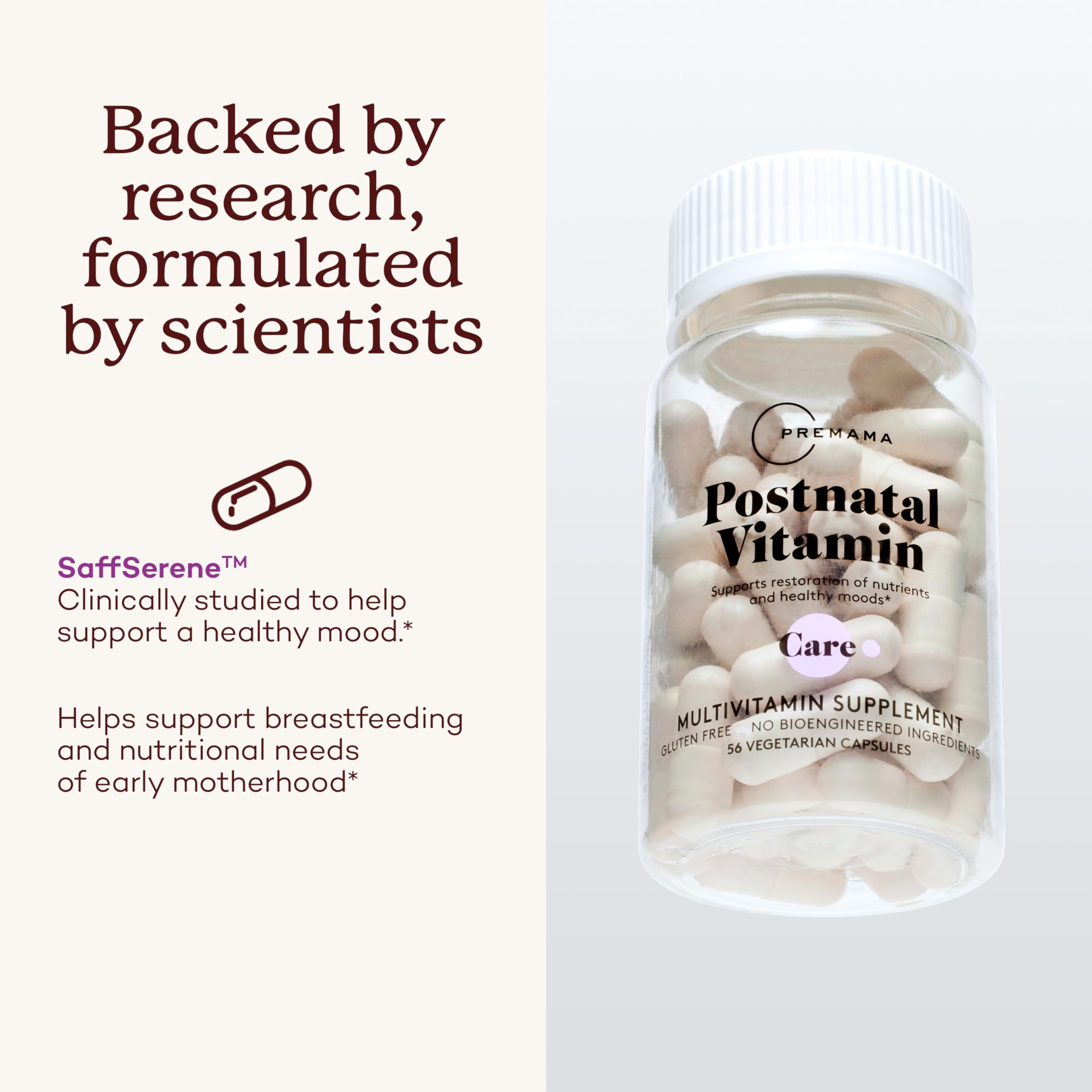 PREMAMA Postpartum Multivitamin with Vitamin B12 & Folate, Postnatal Support for Lactation and Breastfeeding, 28 Servings