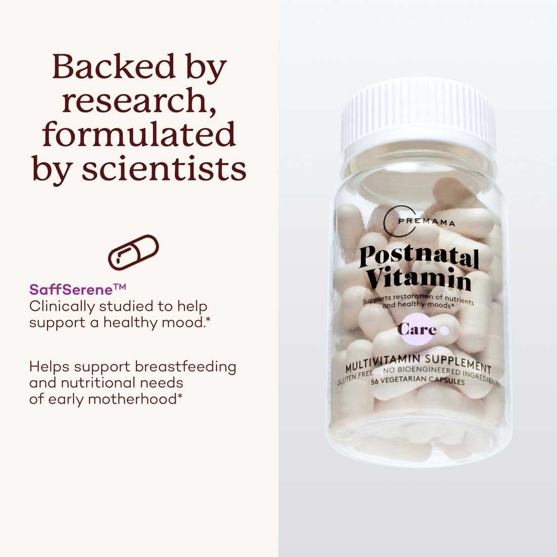 PREMAMA Postpartum Multivitamin with Vitamin B12 & Folate, Postnatal Support for Lactation and Breastfeeding, 28 Servings