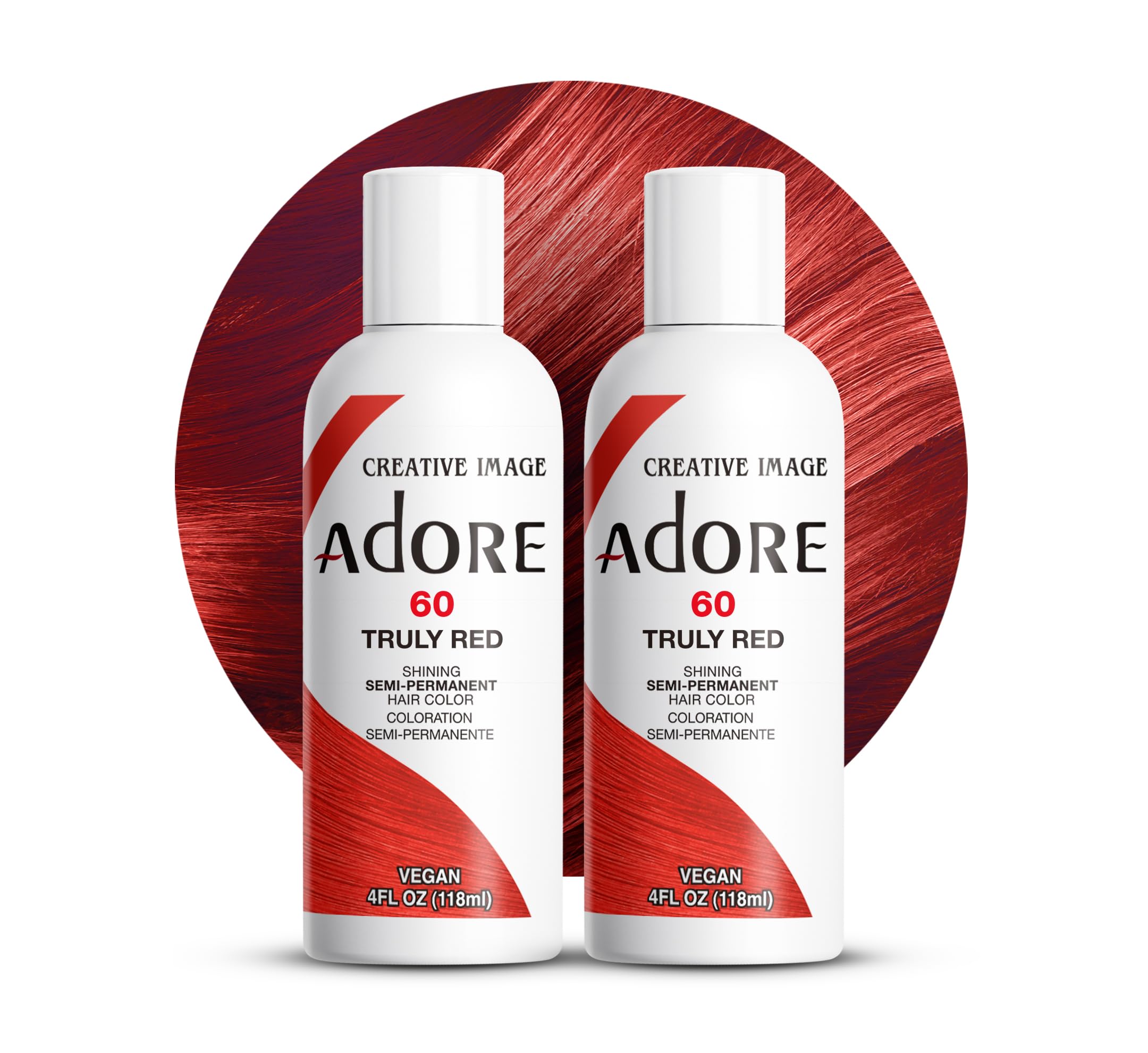 Adore Semi-Permanent Haircolor #060 Truly Red 4 Ounce (118ml) (2 Pack)