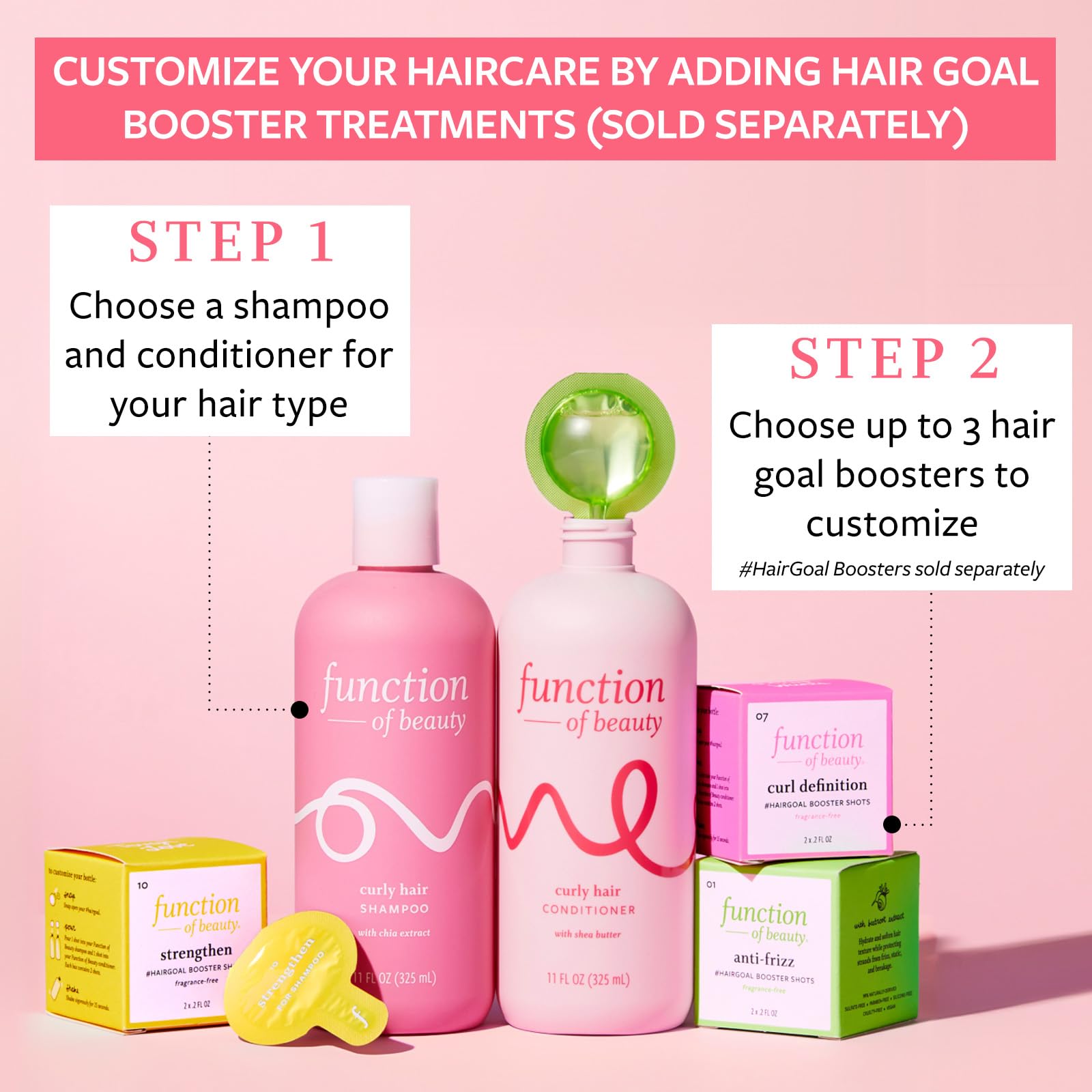 Function of Beauty Curly Hair Shampoo & Conditioner Set, 11 oz Each - With Chia Extract to Define & Shape Curls & Shea Butter to Moisturize, Nourish & Enhance Natural Curls, Sulfate-Free
