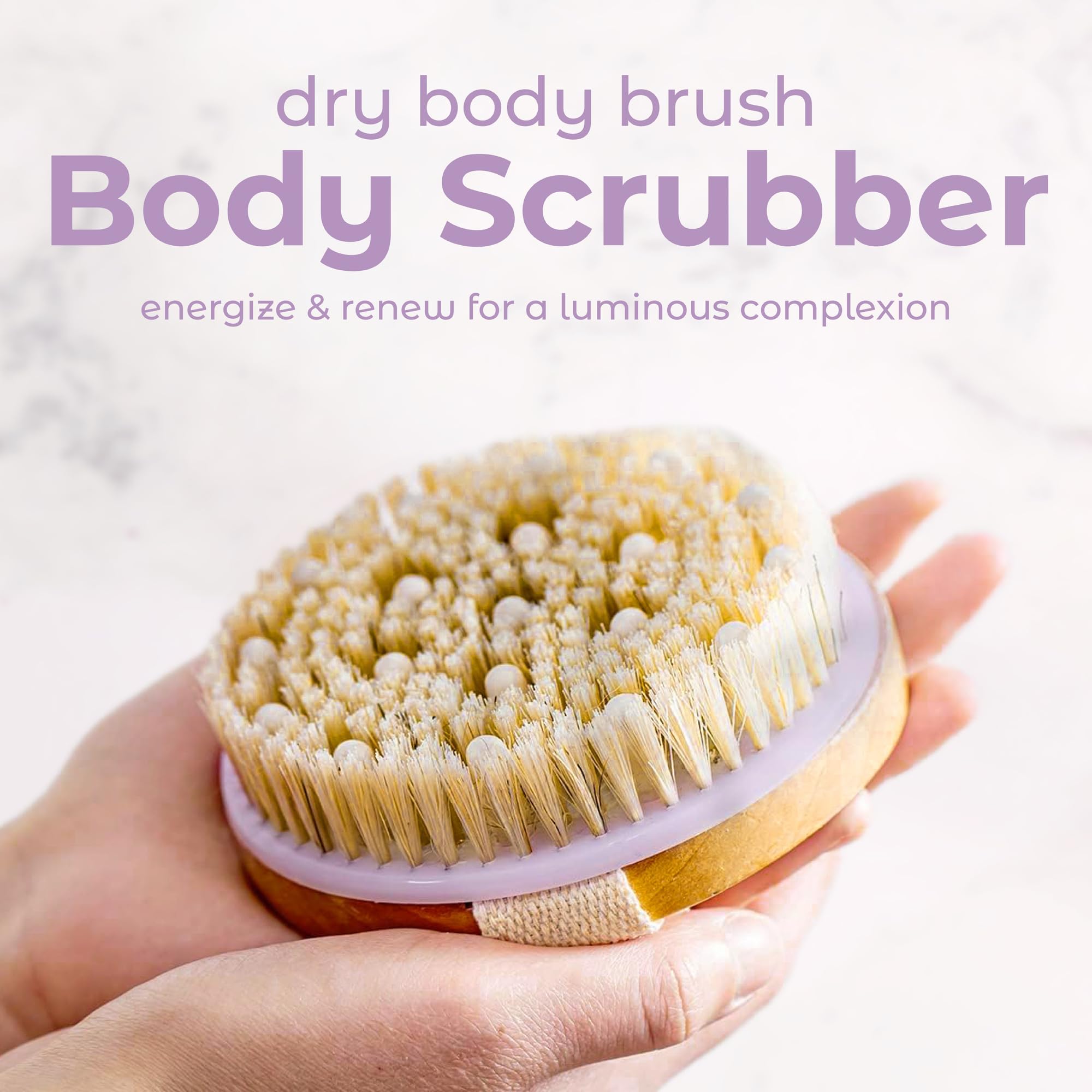 MainBasics Dry Brushing Body Brush for Lymphatic Drainage, Dry Skin, Cellulite, Blood Circulation with Exfoliating Natural Bristles for Flawless Skin