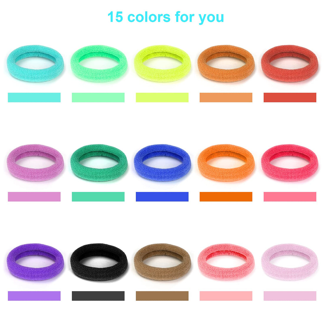 300PCS Kids Toddler Hair Ties for Girls, Cotton Baby Hair Ponytail Holders, Tiny Seamless Elastic Hair Bands, Enough Soft and No Damage, 15 Colors, by Qarwayoc