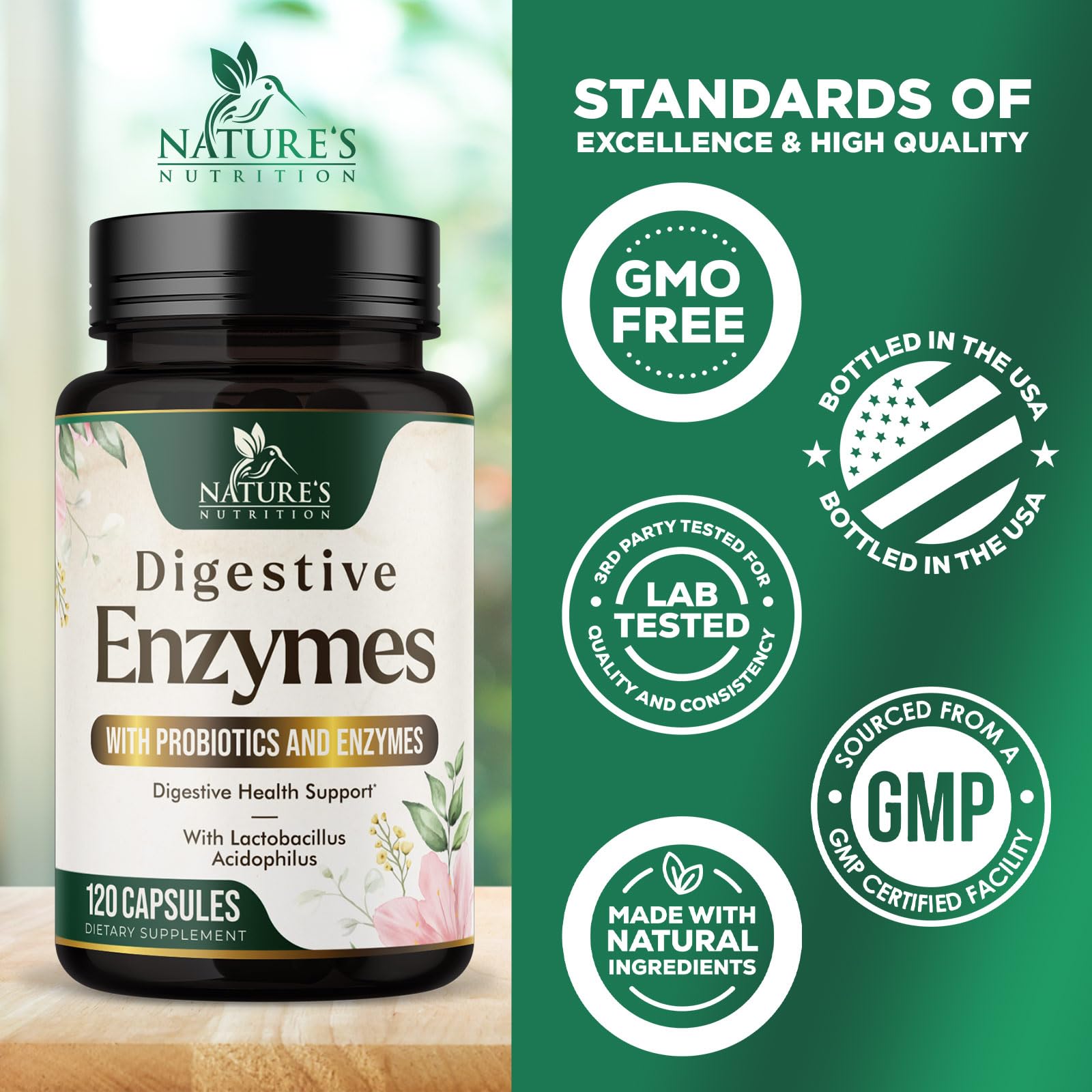 Digestive Enzymes with Probiotics - Probiotic Multi Enzymes with Probiotics and Prebiotics for Digestive Health and Bloating Relief for Women and Men, Daily Enzymes for Gut & Digestion - 120 Capsules