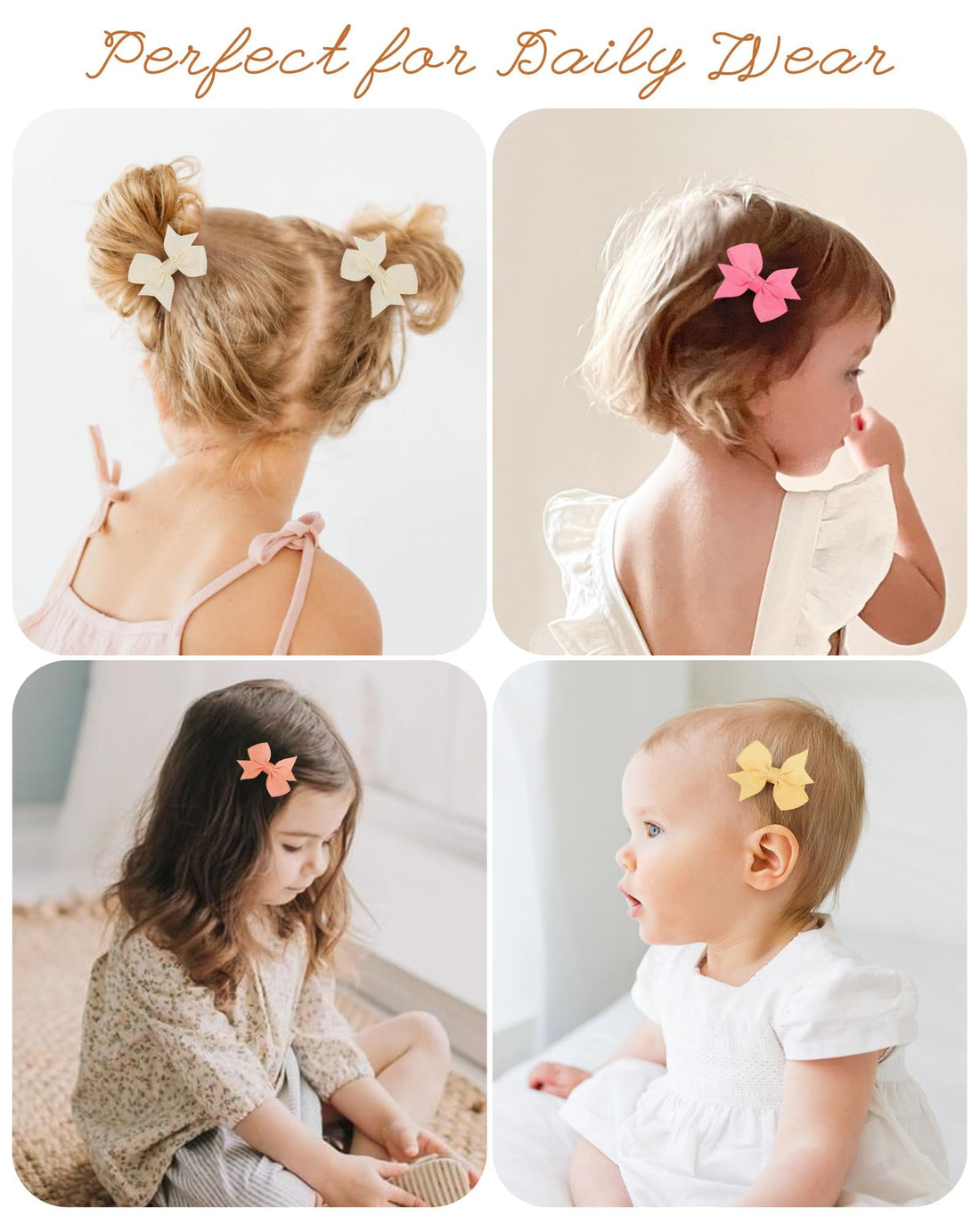 doboi Hair Clips 100PCS 2 Infant Grosgrain Boutique Ribbon Mini Bows for Girls Teens Infants Kids Toddlers Newborn - 50 Pairs Set