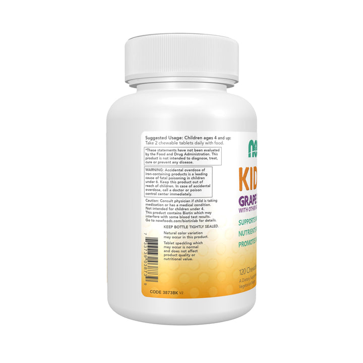 NOW Kids Supplements, Kid Vits Multivitamin, Grape Flavor, 120 Chewable Tablets
