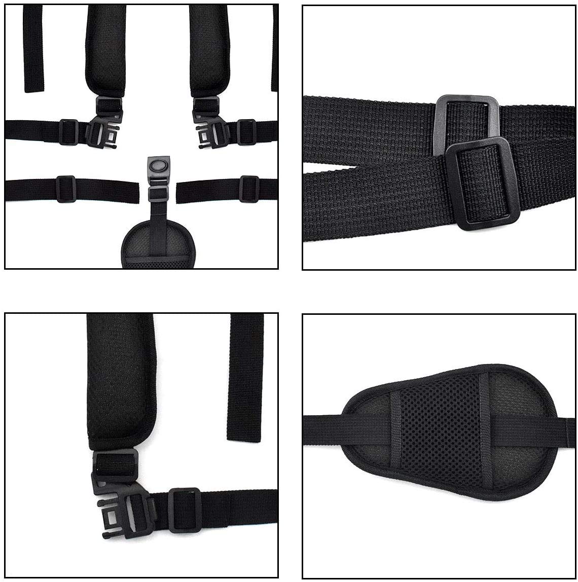 Kissral Universal 5 Point Harness Straps, Adjustable Baby Safety Strap Belt with Shoulder Pads and Guarding Pad, Harness Straps for High Chair/Pushchair/Stroller/Pram/Buggy (Black)