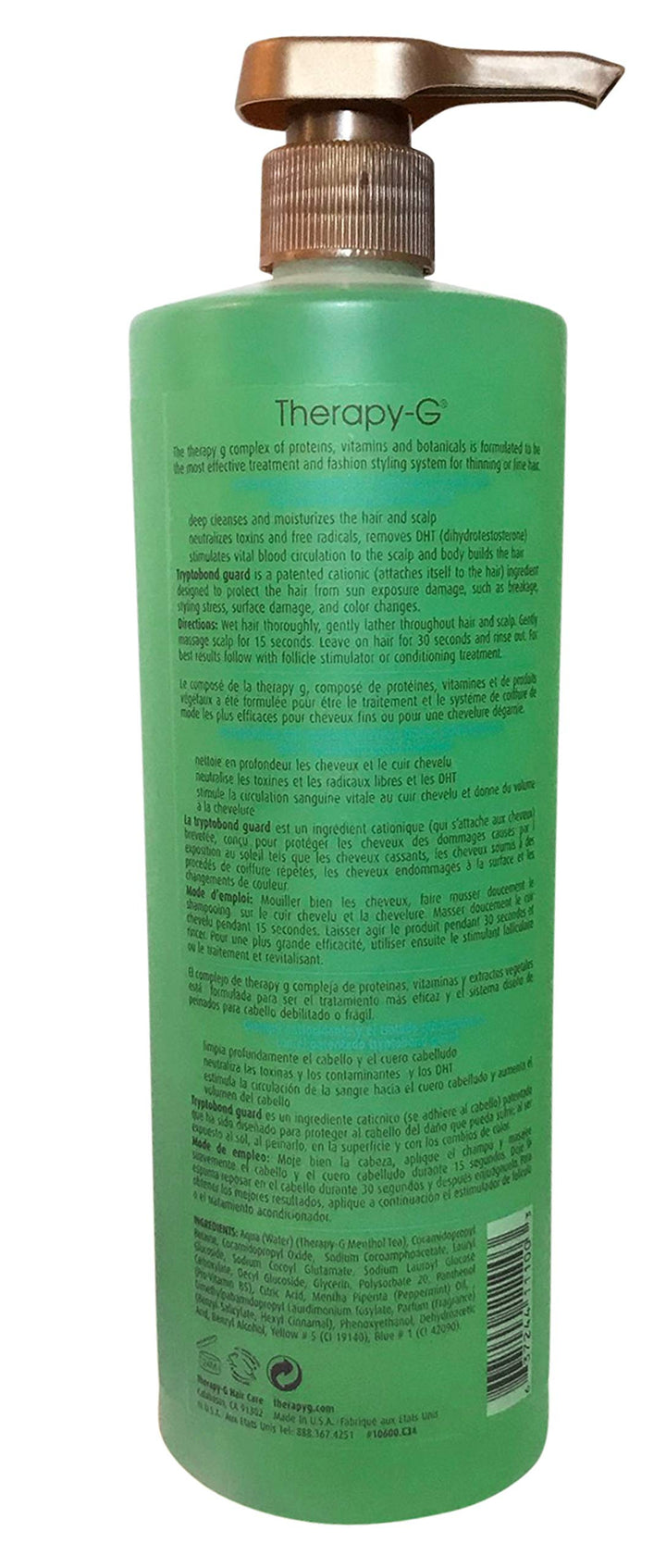 Therapy-G For Thinning or Fine Hair Antioxidant Shampoo For Chemically Treated Hair, 33.8 Ounce