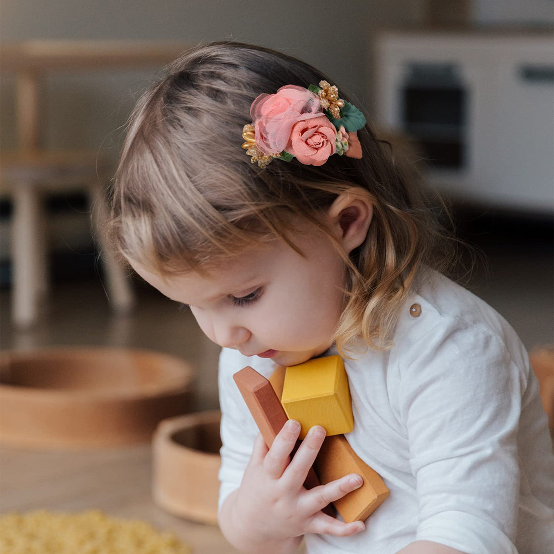 Flower Hair Clip For Girls, 6Pcs Floral Hair Accessories for Baby Toddlers Teen Girl Gifts (Flower Style-A)