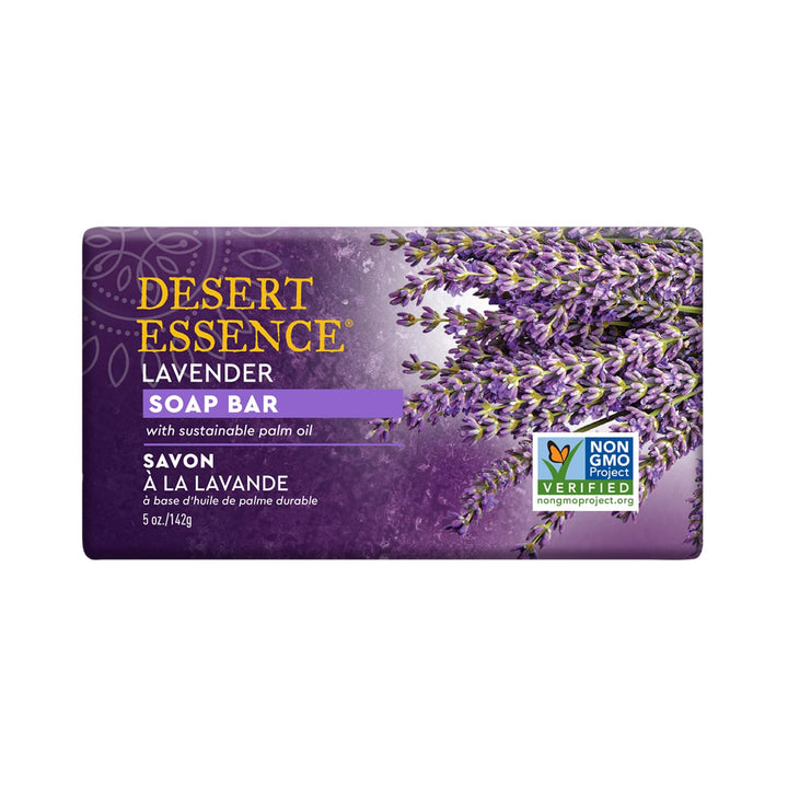 Desert Essence Lavender Soap Bar - 5 Oz - Promotes Cell Regeneration - Refreshing Rich Scent - Tea Tree Oil - Aloe Vera - Jojoba & Palm Oil - Cleanses & Soothes Skin