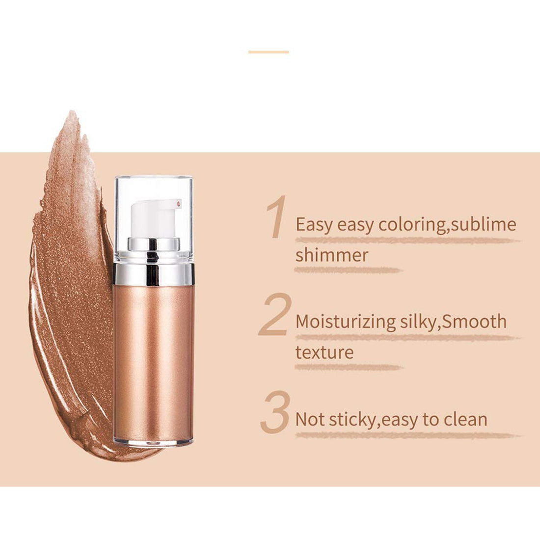 MIESCHER Body Face Luminizer Highlighter Cream Spray Liquid Bronzer Illuminator Glow Glistening Makeup Foundation Cheekbone & Blush Liquid Highlighter Smooth Shimmer Glow Makeup(#01 Pearl White)