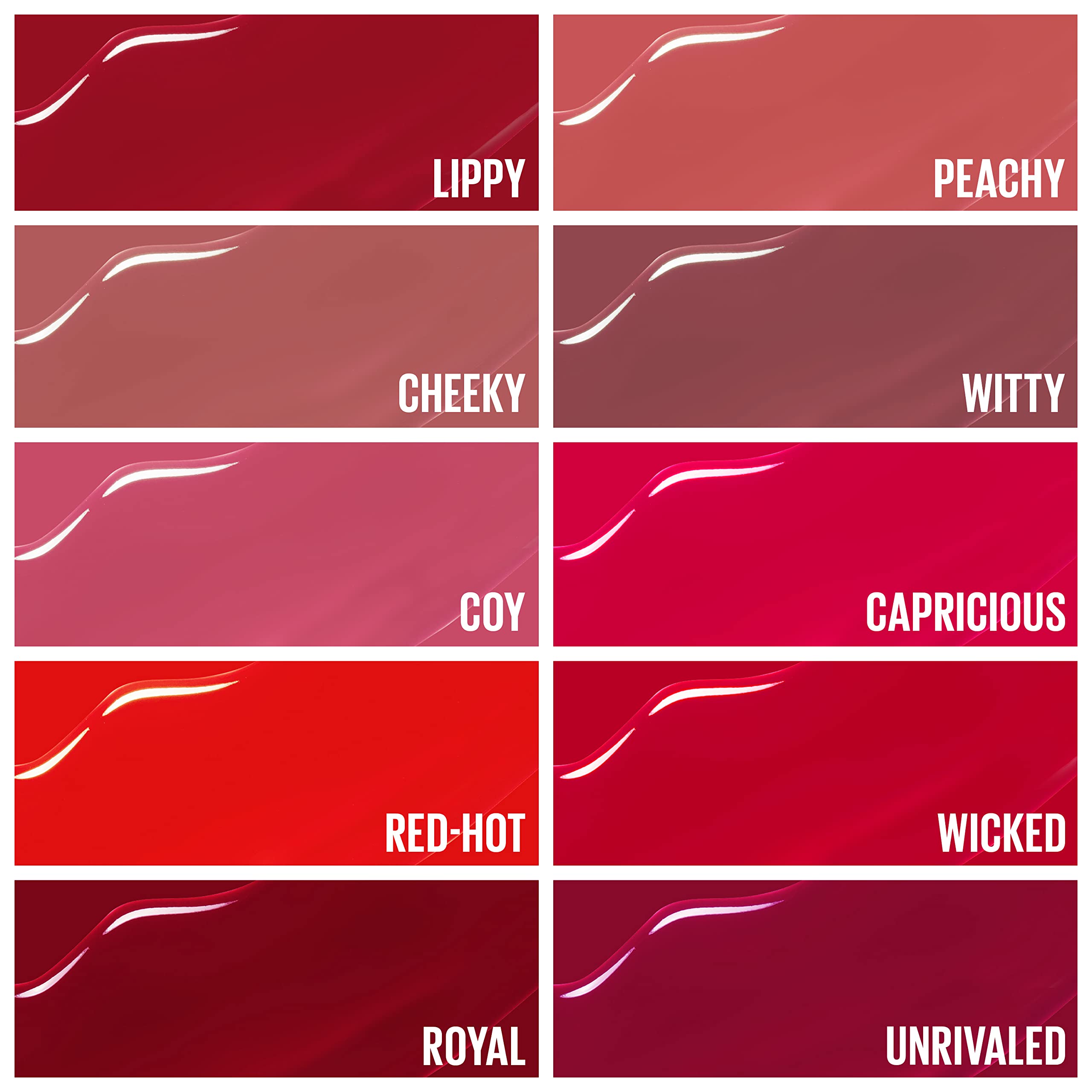 Maybelline Super Stay Vinyl Ink Longwear No-Budge Liquid Lipcolor Makeup, Highly Pigmented Color and Instant Shine, Wicked, Cool Red Lipstick, 0.14 fl oz, 1 Count
