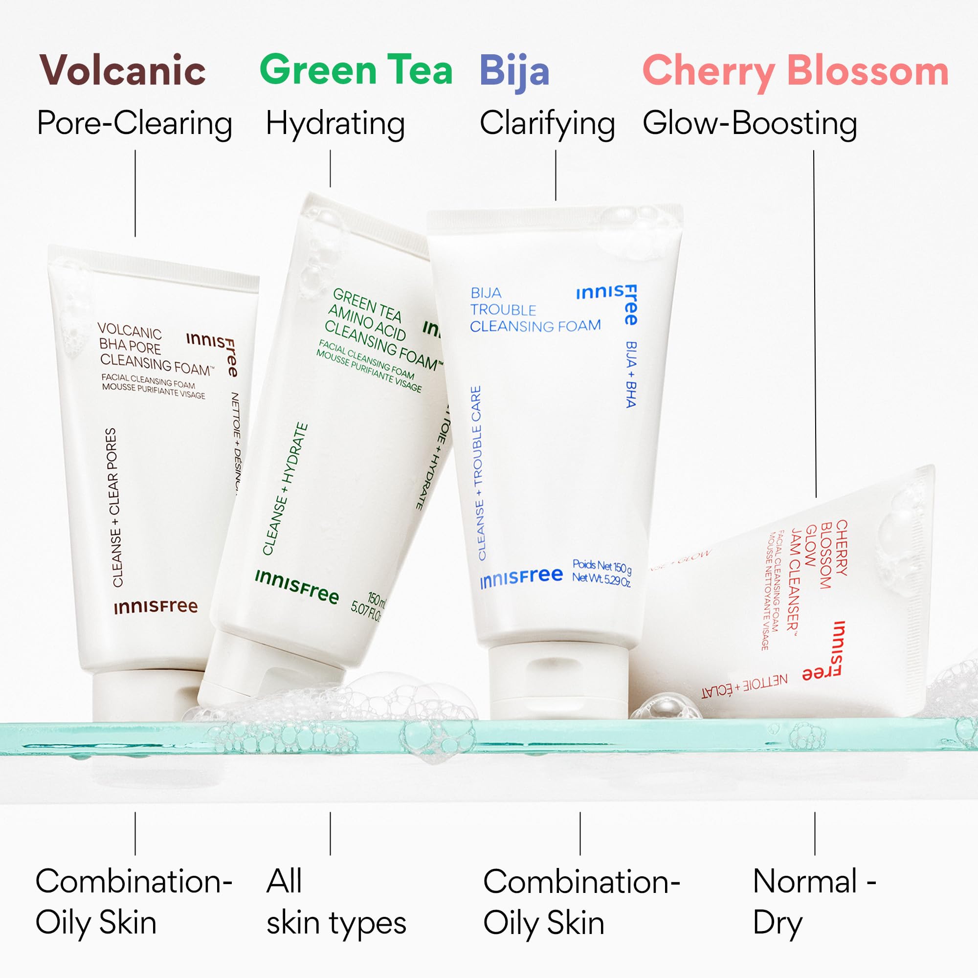 innisfree Cherry Blossom Glow Jam Cleanser, Sulfate Free, Korean Face Wash, Cleansing Foam for Glowing Glass Skin (Packaging May Vary)