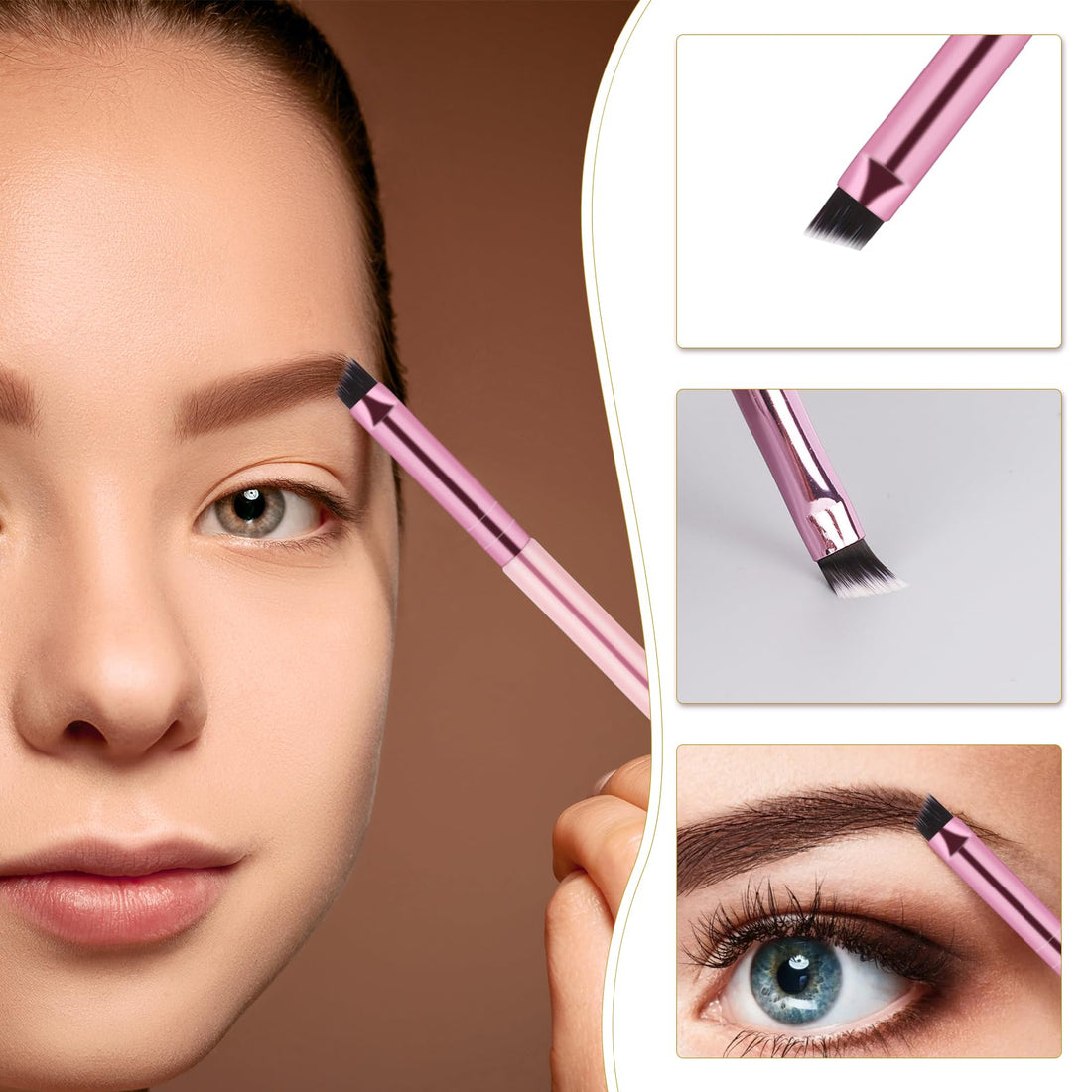 12-Piece Dual-Ended Brow Brush Set - Angled Eyebrow Brush, Spoolie, Shaping & Filling for Precise Brow Brushing