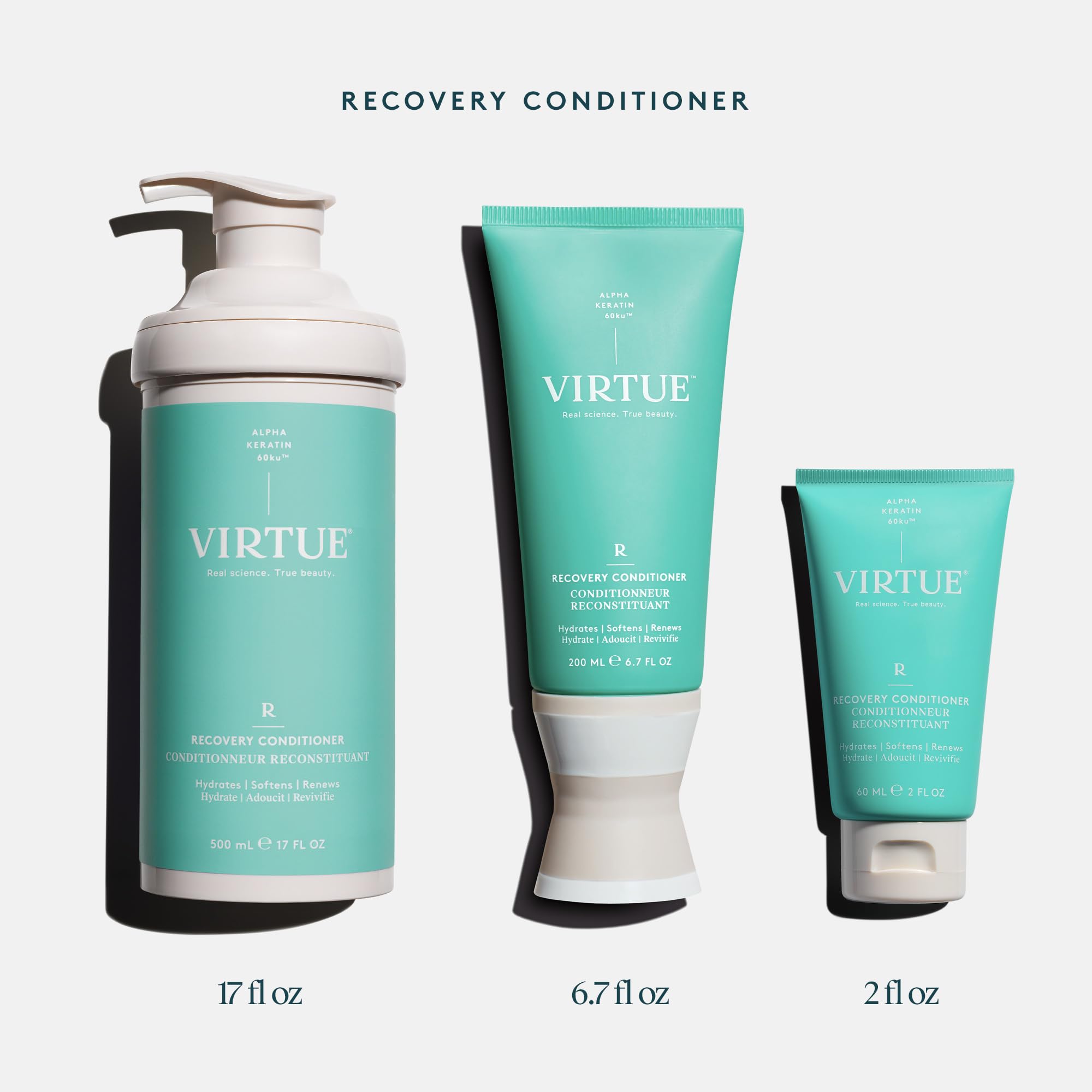 VIRTUE Recovery Conditioner 6.7 FL OZ | Alpha Keratin Hydrates, Softens, Renews Hair | Sulfate Free, Paraben Free, Color Safe