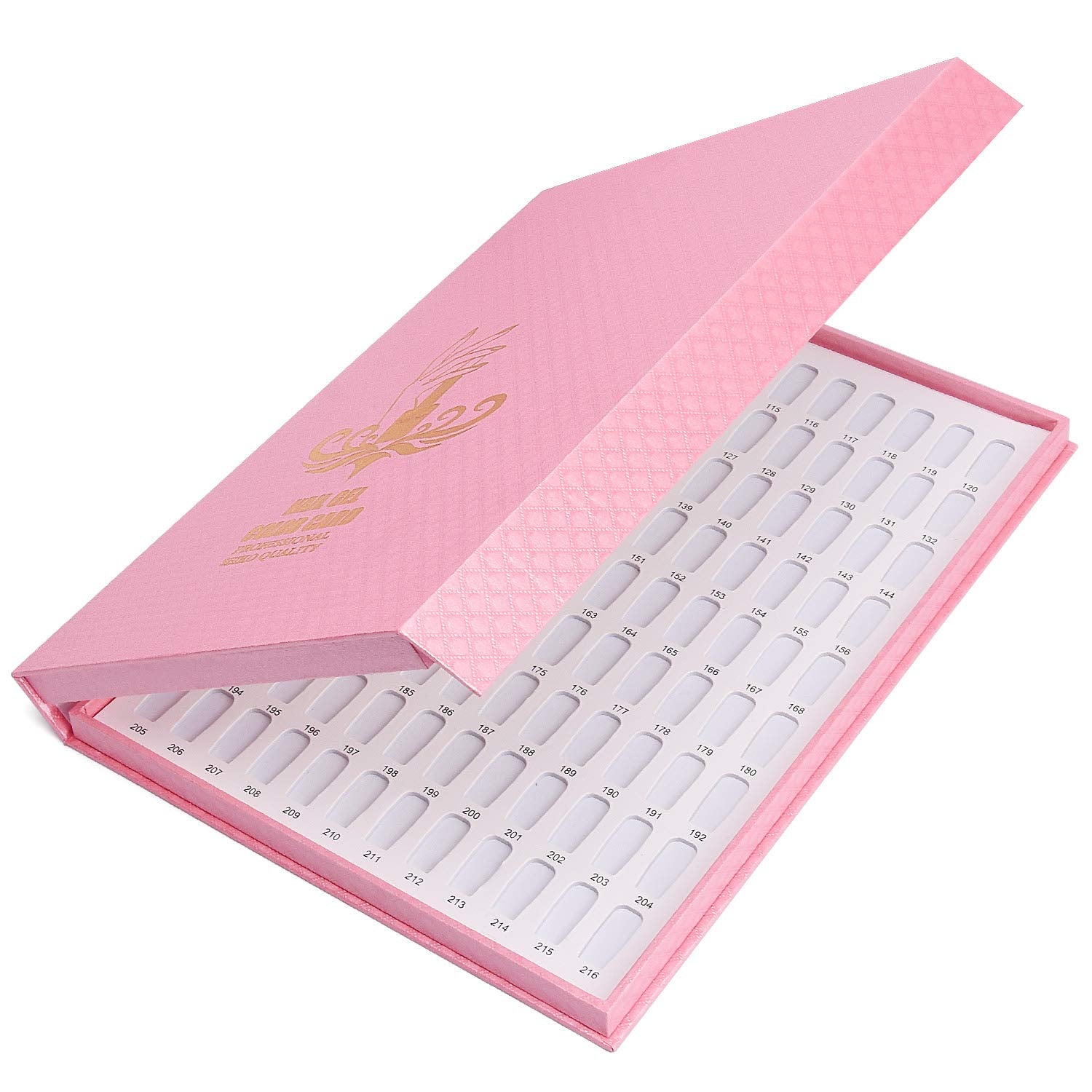Noverlife 216 Colors Nail Display Chart: 216 Nail Color Chart Display, Nail Gel Polish Display Book With 216 False Nail Tips, Professional Salon Nail Color Swatches Nail Practice Card Design