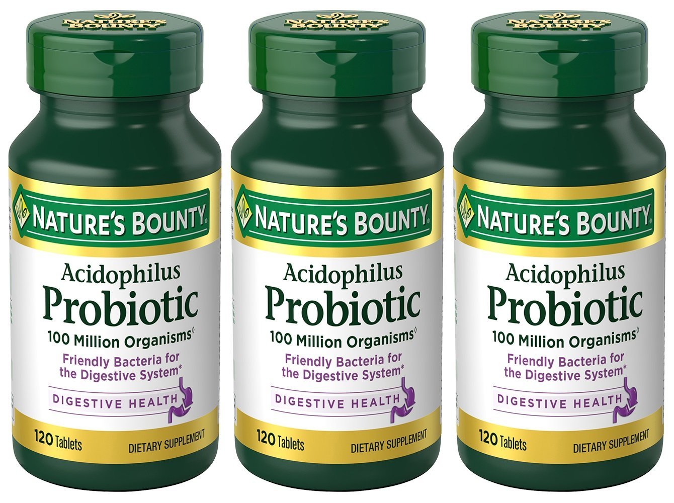 Nature's Bounty Acidophilus Probiotic , 120 Count (Pack of 3)