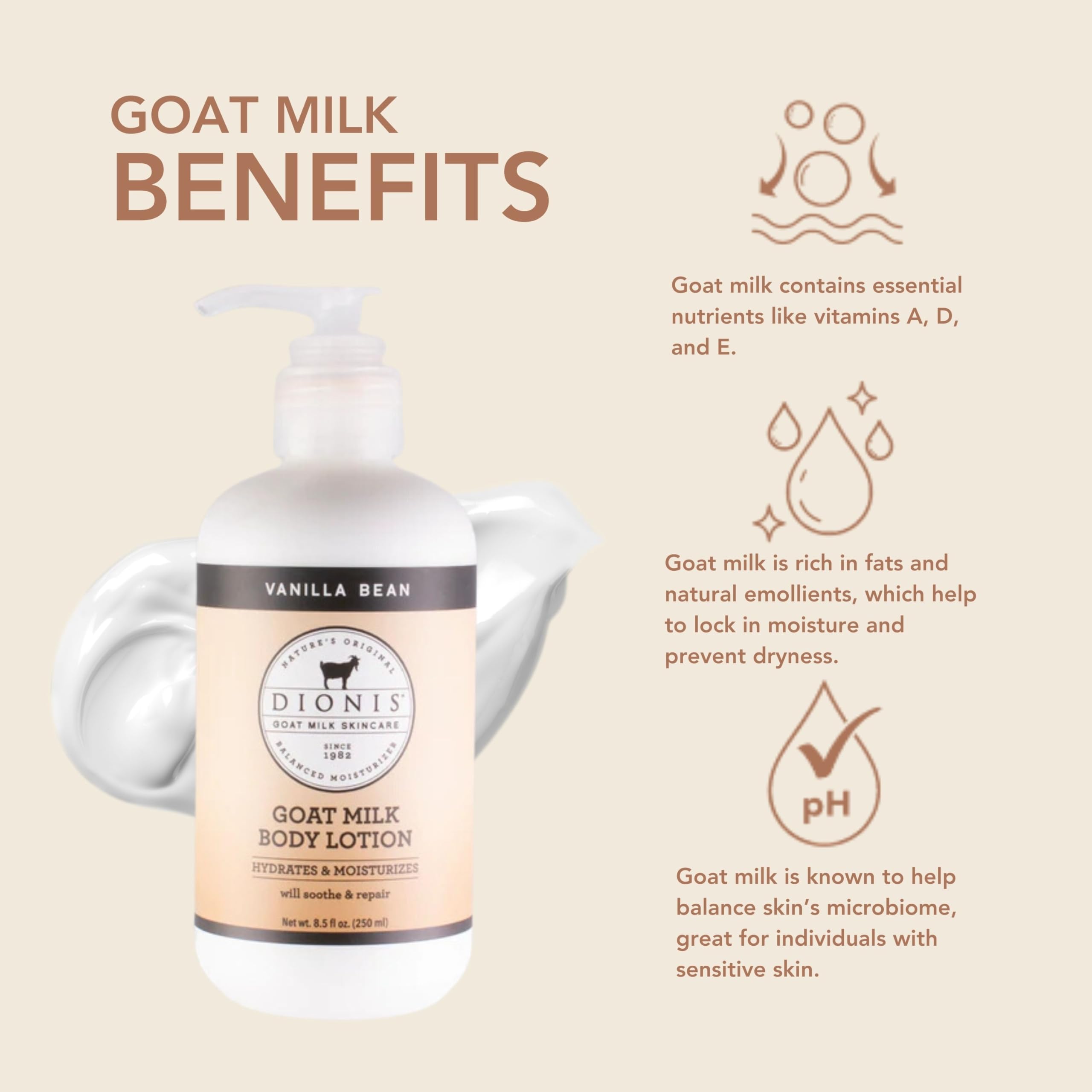 Dionis Goat Milk Skincare - Lotion, 8.5 oz., Vanilla Bean
