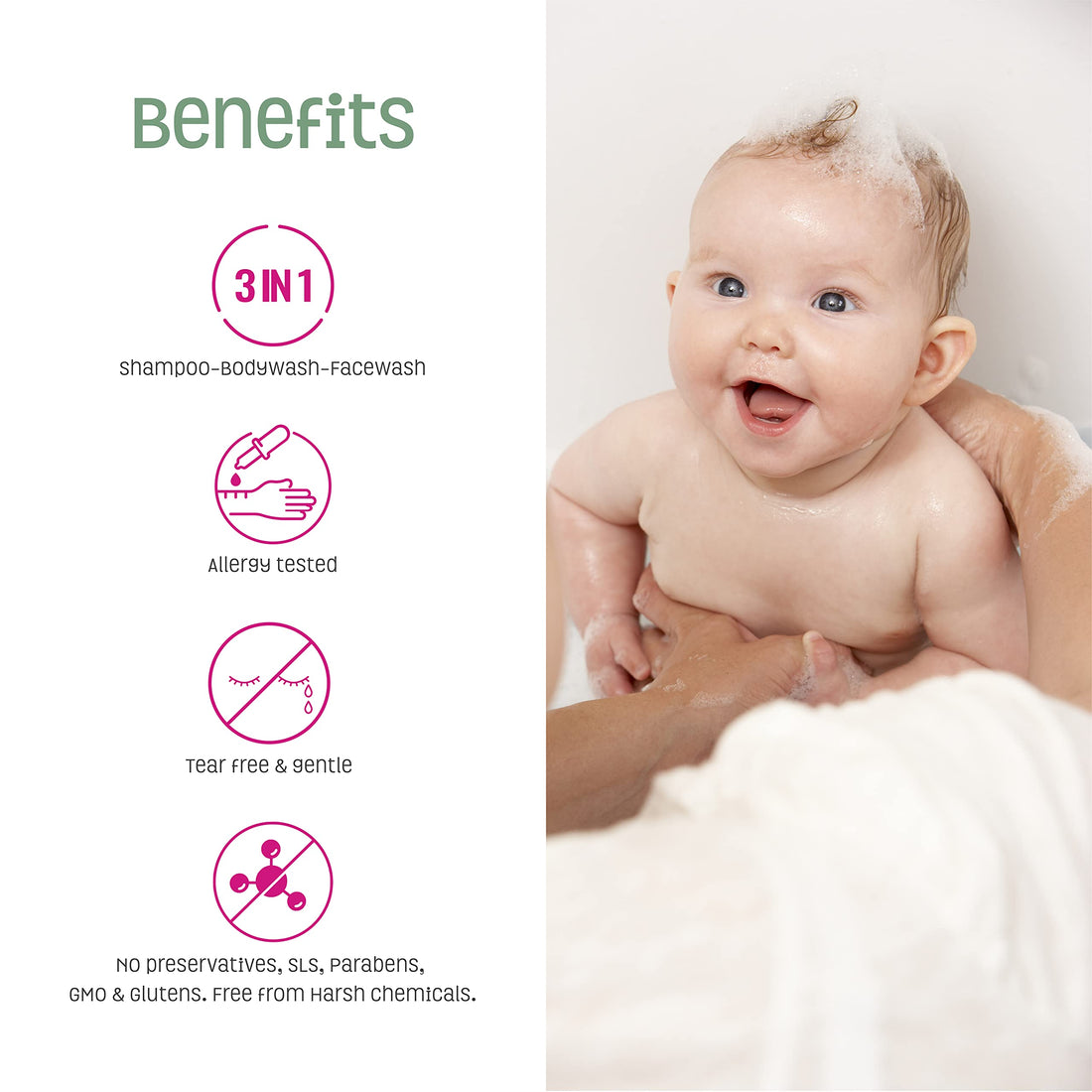 Nature's Baby 3-in-1 Baby Shampoo/Body/Face Wash - Formulated for Problem and Sensitive Skin - No Sulfate or Artificial Fragrances - pH Neutral & Tear Free - Lavender Chamomile 16 oz