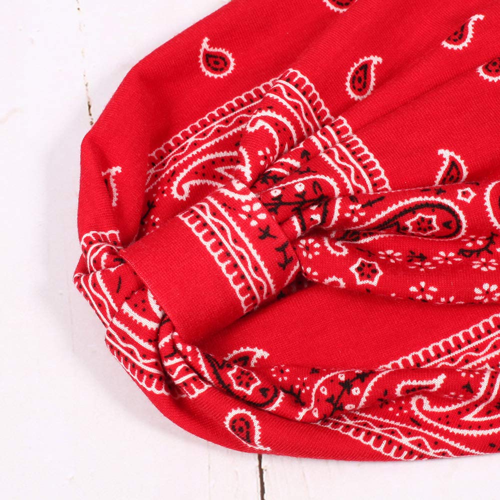 DINPREY Assorted Paisley Print Wide Bandana Knot Headbands Criss Cross Head Wrap Hair Band (4 Colors Pack B)