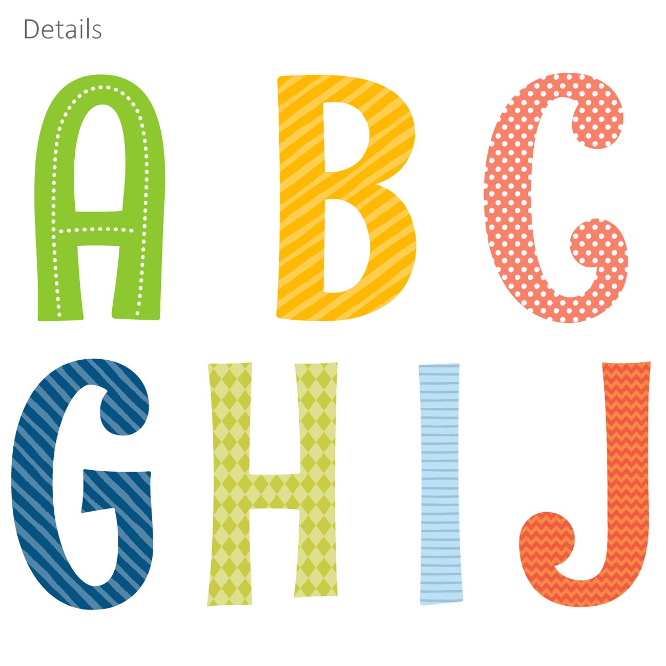 DECOWALL DS8-1701A Uppercase Alphabet ABC Letter Kids Wall Stickers Wall Decals Peel and Stick Removable Wall Stickers for Kids Nursery Bedroom Living Room décor