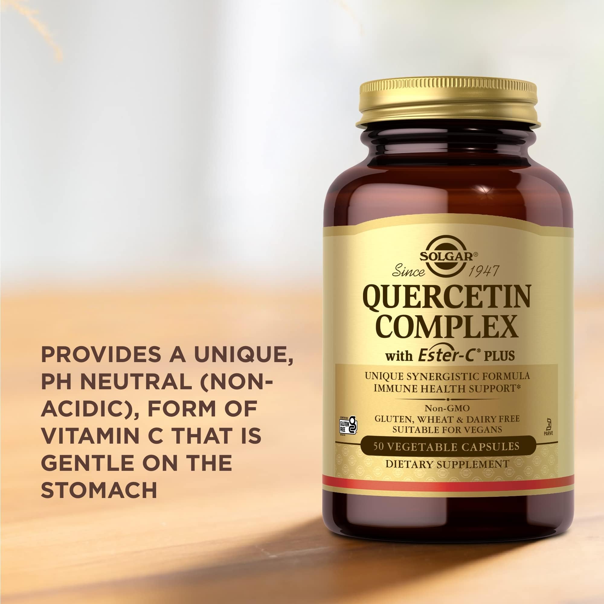 Solgar Quercetin Complex with Ester-C Plus - 50 Vegetable Capsules, Pack of 2 - Immune Health Support - Gentle on The Stomach Vitamin C - Non-GMO, Vegan, Gluten Free, Kosher - 50 Total Servings