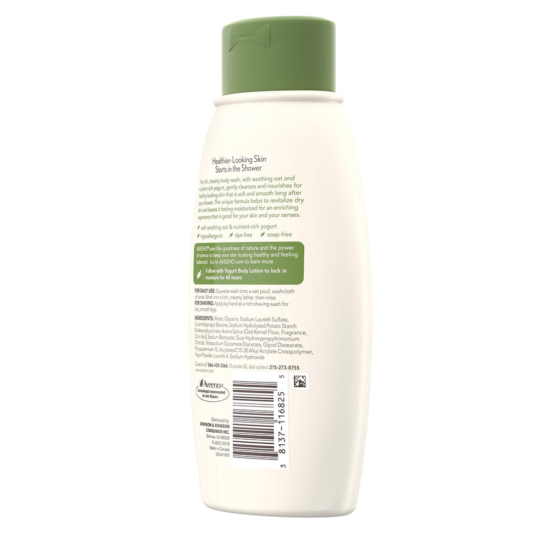 Aveeno Daily Moisturizing Yogurt Body Wash for Dry Skin with Soothing Oat & Vanilla Scent, Gentle Body Cleanser, 12 fl. oz (Pack of 2)