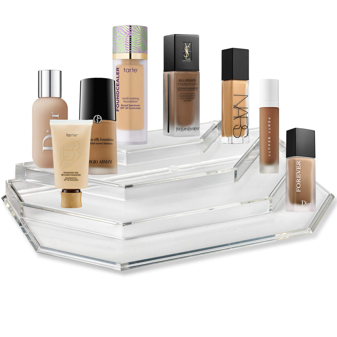 byAlegory Acrylic Makeup Foundation Organizer & Vanity Display | 4 Tiers For Storing Face, Neck & Body Beauty Foundation