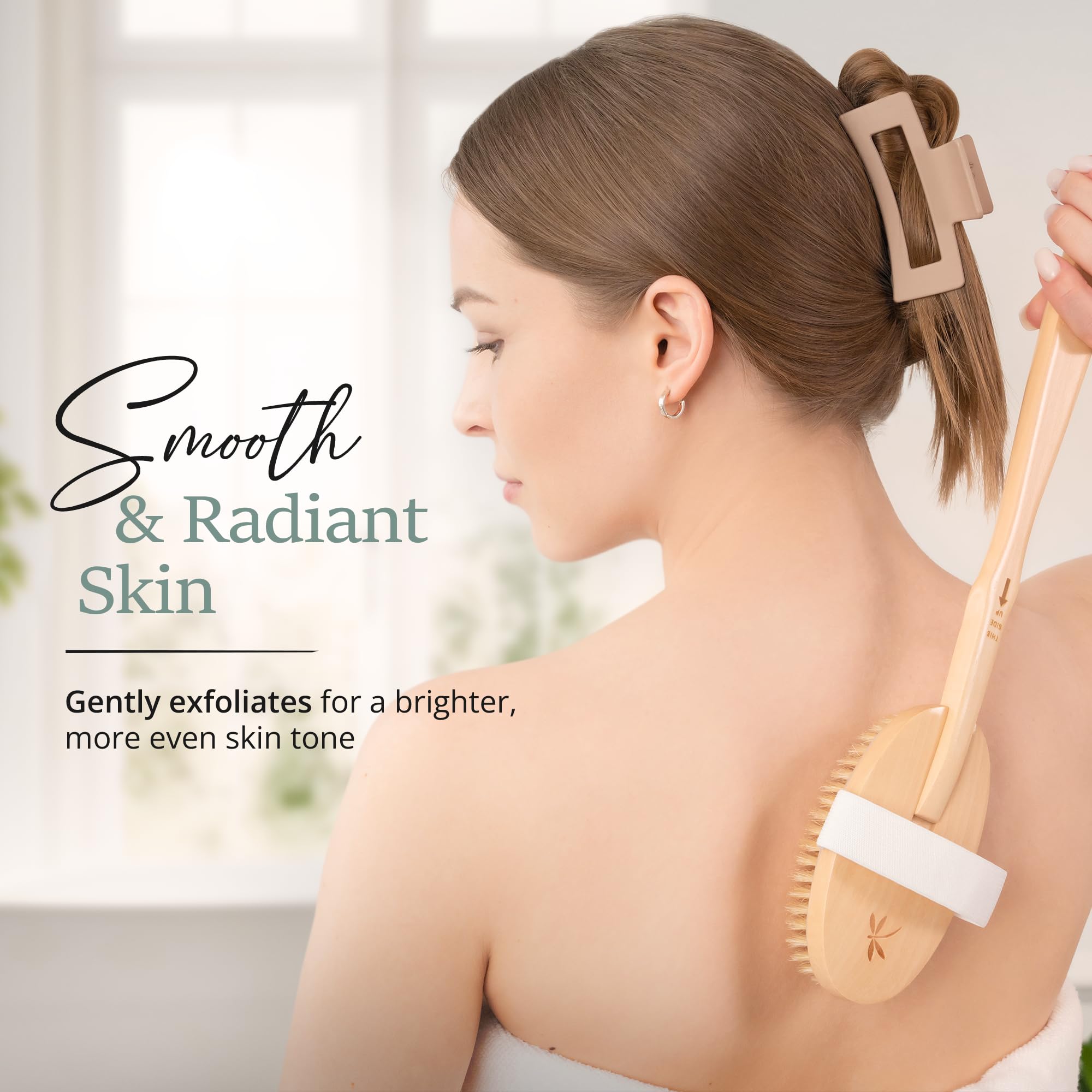 Premium Dry Brushing Body Brush Set- Natural Boar Bristle Body Brush