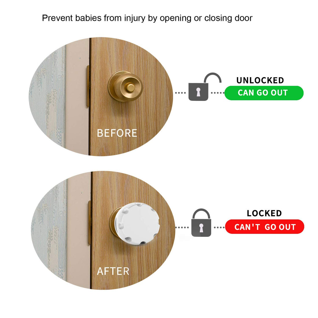 Uxoz Door Knob Safety Cover, 4 Pack Baby Safety Door Handle Cover, Screw Thread Design, Reusable, Reliable Solution to Prevent Kids from Popping Off The Covers