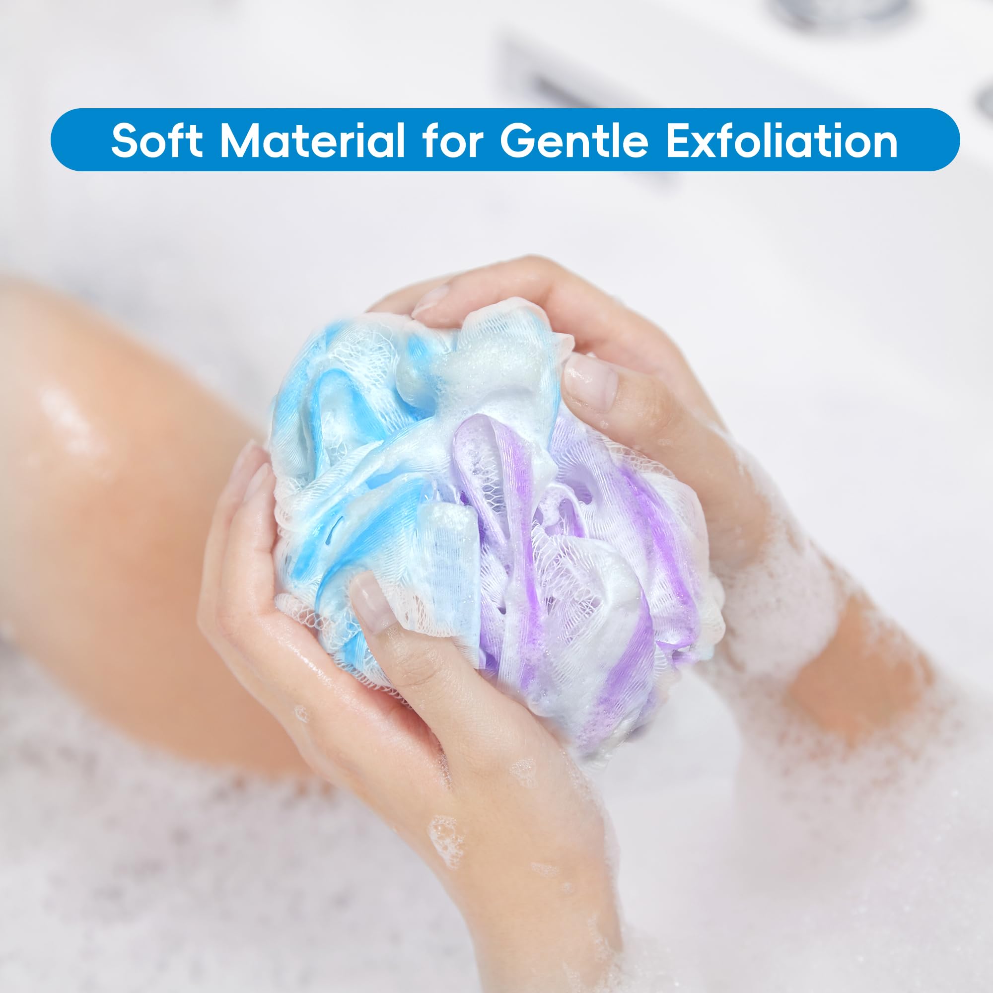 LCZLBath Large Loofah Pack Shower Loofah Sponge Bath Luffa Set for Body Scrubbing, Black Soft Poufs and Puffs XL