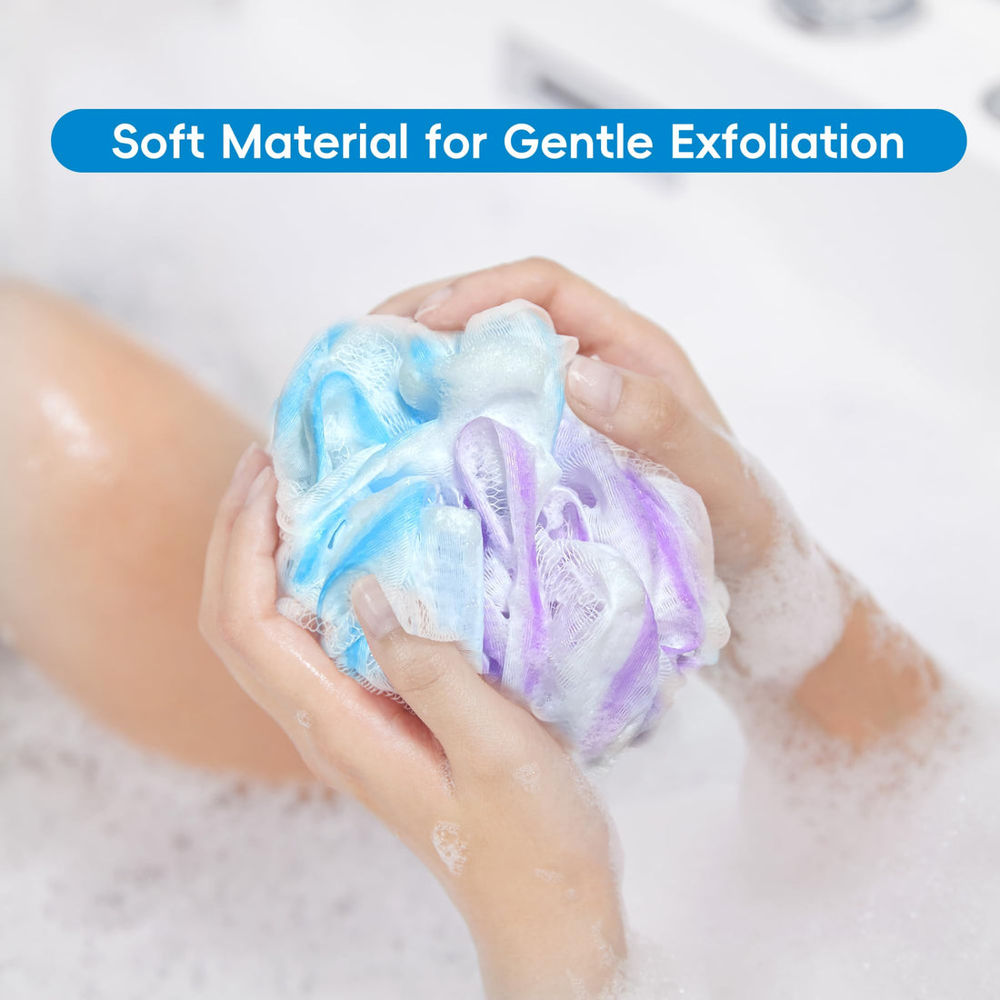 LCZLBath Large Loofah Pack Shower Loofah Sponge Bath Luffa Set for Body Scrubbing, Black Soft Poufs and Puffs XL