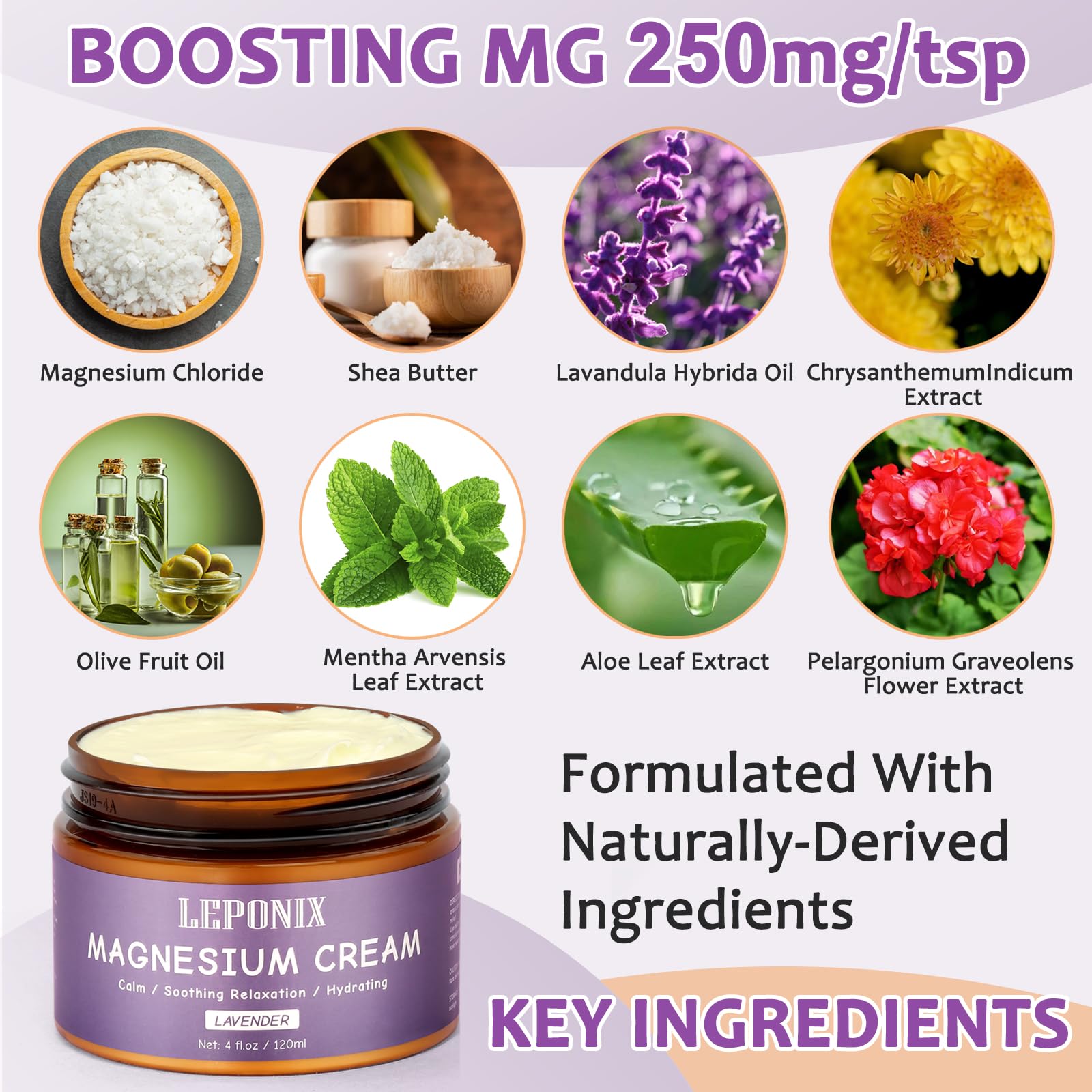 LEPONIX Magnesium Lotion for Sleep, Magnesium Butter- Sleep, Muscle Relaxation & Moisturizing, Topical Magnesium Body Butter Cream with Shea Butter, Coconut Oil, Lavender Oil for Women Men