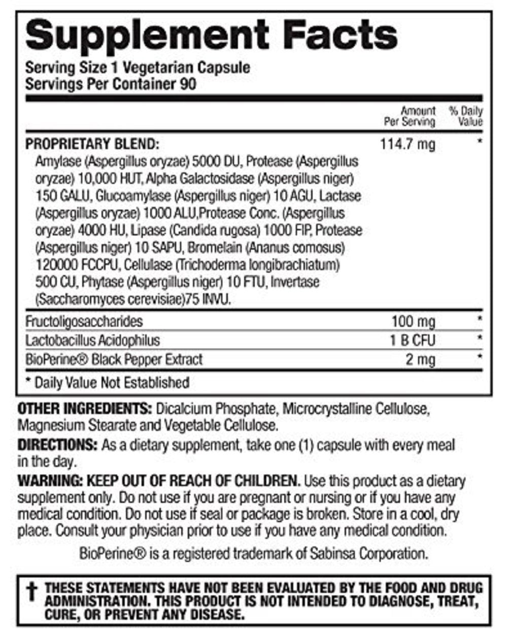 Top Secret Nutrition Digestive Enzymes Pre & Probiotics, 90 Count