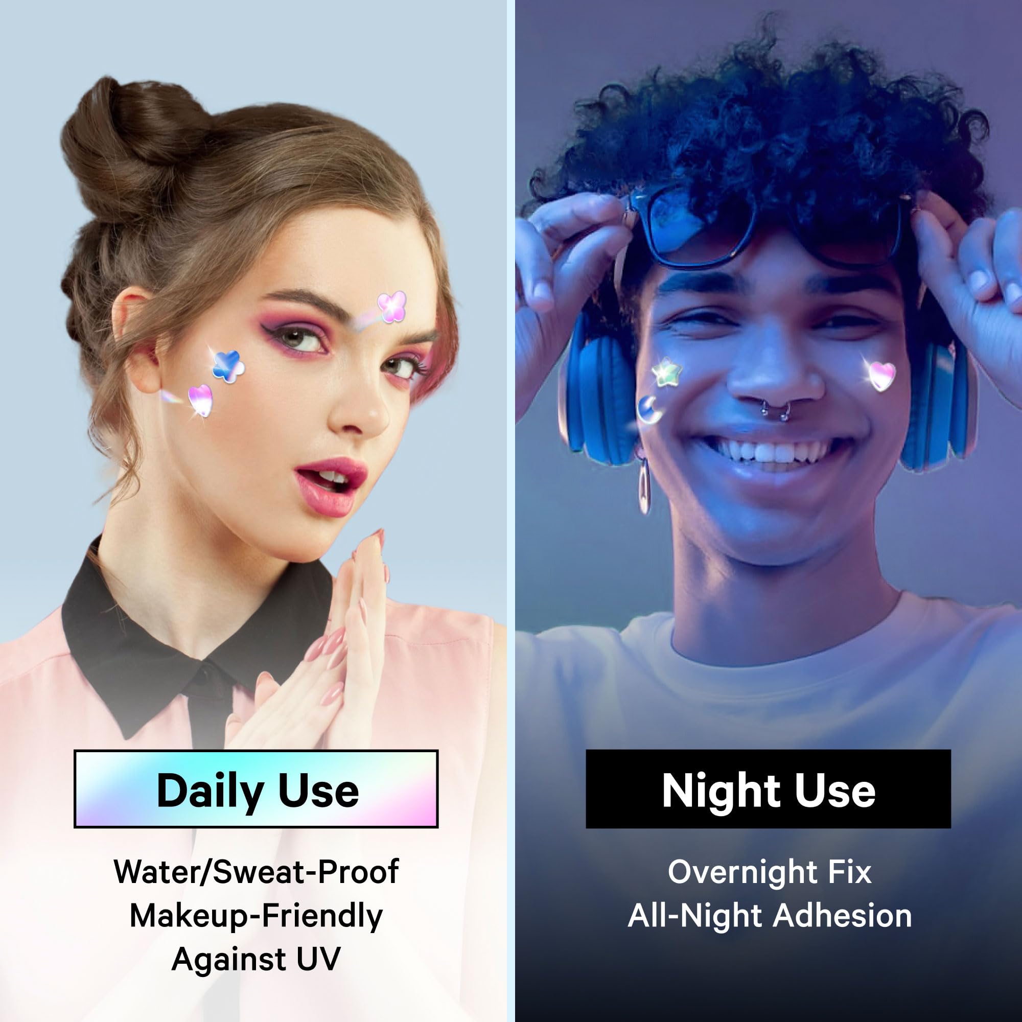 Sosky Hologram Pimple Patches for Face, Hydrocolloid Acne Patches with Salicylic Acid, Cute Star Zit Stickers,Colorful Blemish Covers,36 Count Blue Star Cloud Butterfly