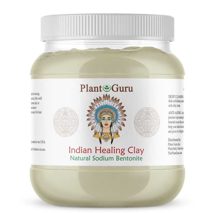 Plant Guru Sodium Bentonite Clay Powder 3.5 lbs. Bulk 100% Natural Indian Healing Clay - Deep Pore Cleansing Facial And Body Mask - Detox Clay for Face, Hair, Acne, and Bath.