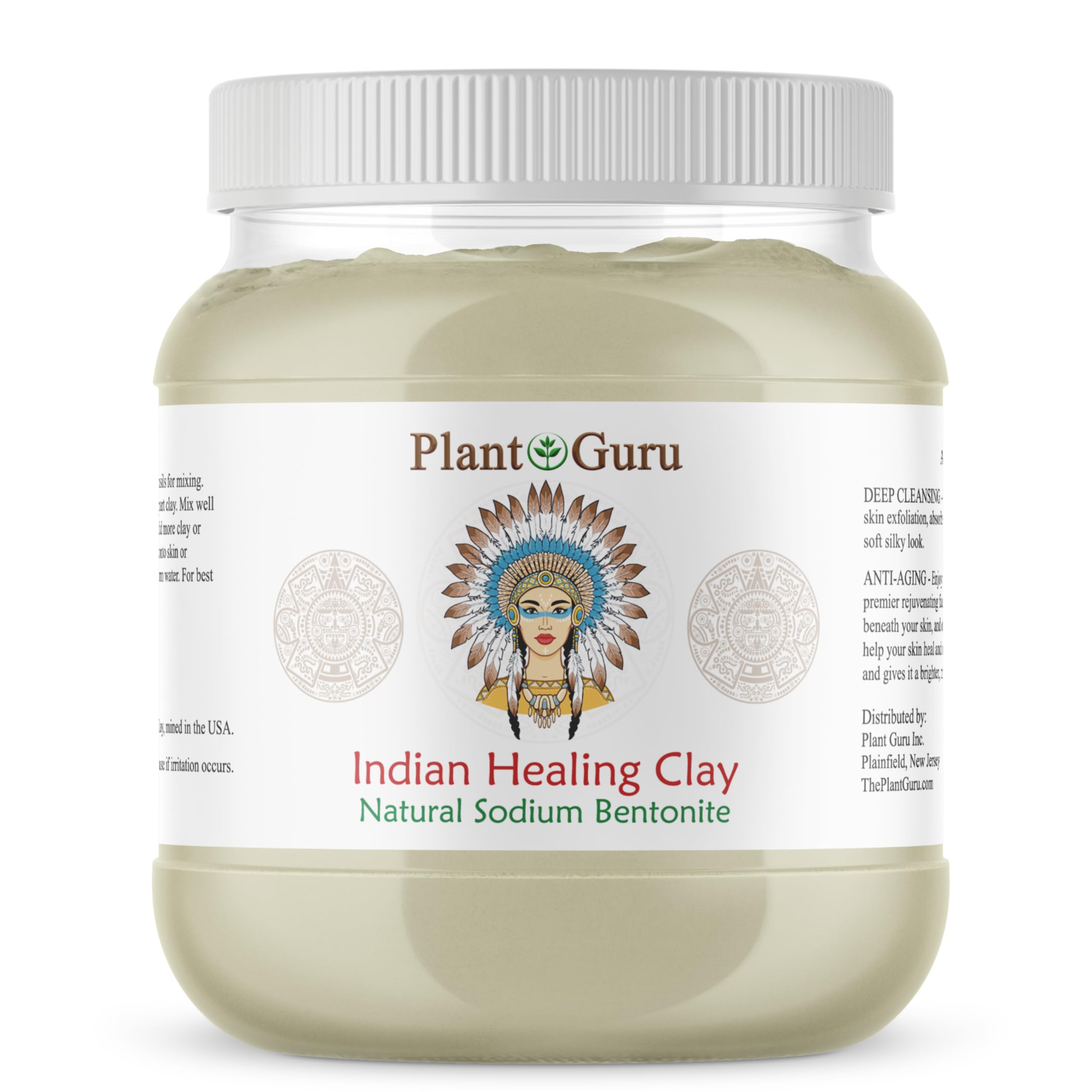Plant Guru Sodium Bentonite Clay Powder 3.5 lbs. Bulk 100% Natural Indian Healing Clay - Deep Pore Cleansing Facial And Body Mask - Detox Clay for Face, Hair, Acne, and Bath.