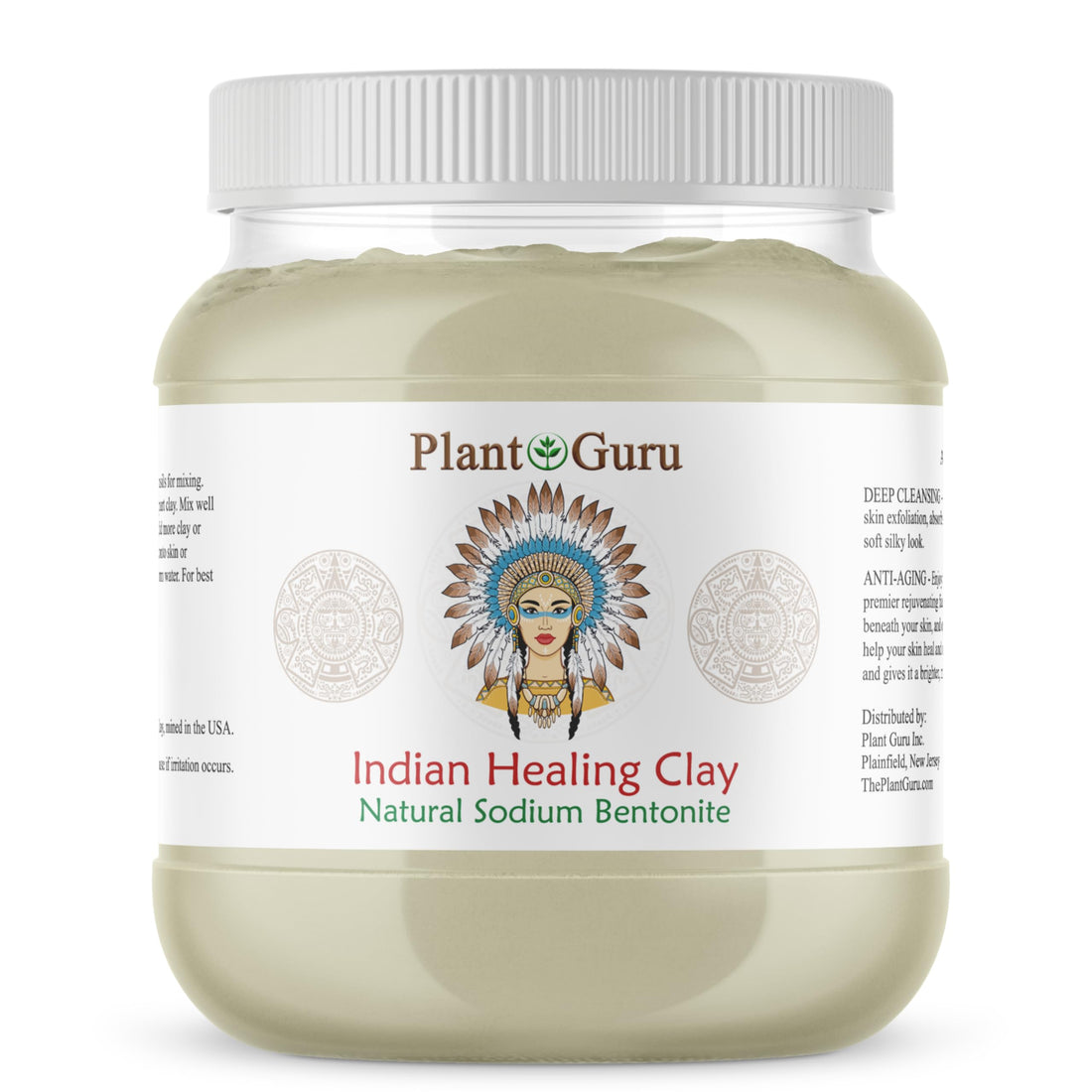 Plant Guru Sodium Bentonite Clay Powder 3.5 lbs. Bulk 100% Natural Indian Healing Clay - Deep Pore Cleansing Facial And Body Mask - Detox Clay for Face, Hair, Acne, and Bath.