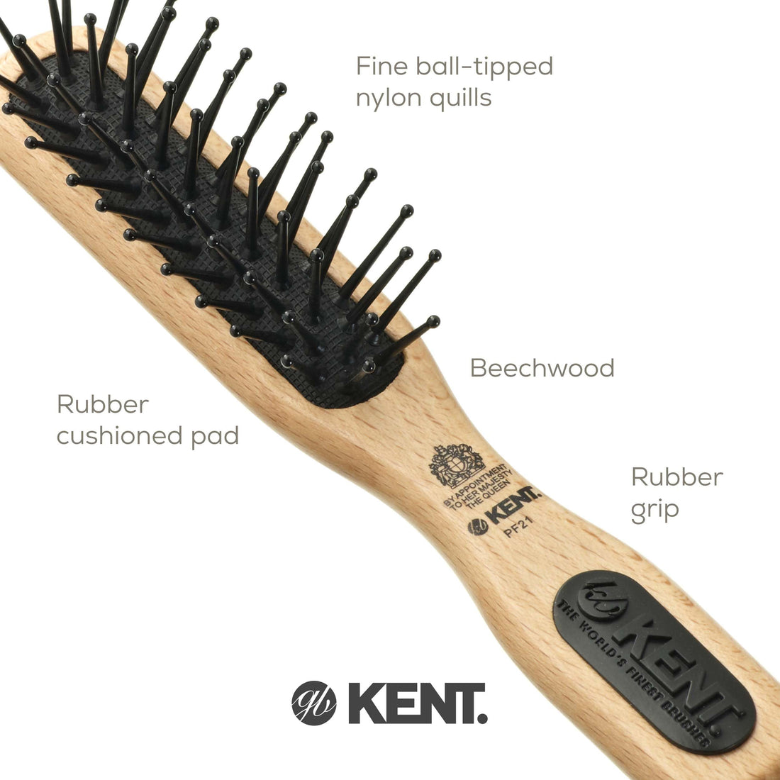 Kent Real Beechwood Narrow Combing and Taming Hand Bag Brush, Wood/Black