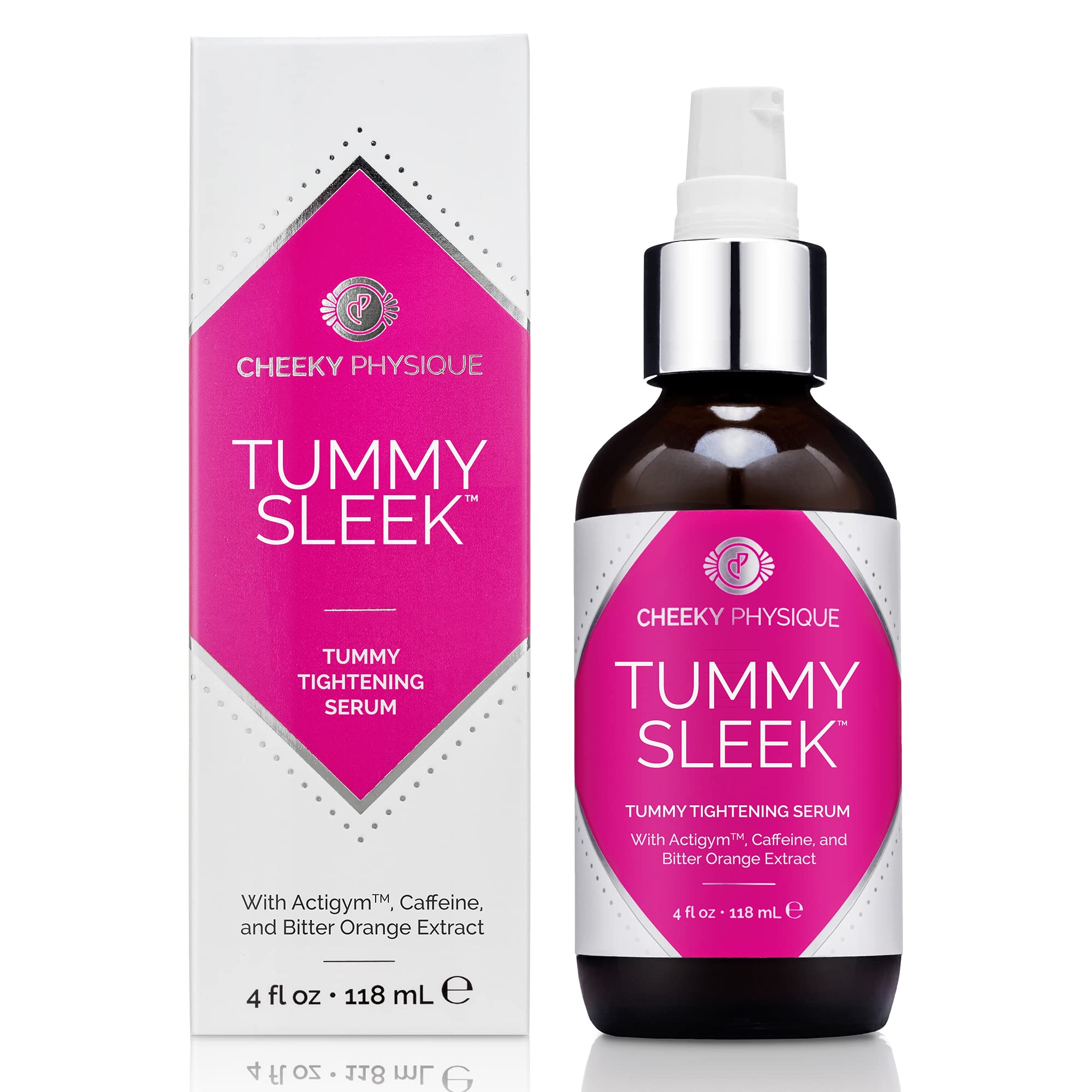 Tummy Sleek Tummy Tightening Serum - Body Firming Treatment for Abs and Waist with Actigym + Caffeine + Bitter Orange Extract - 4 oz.