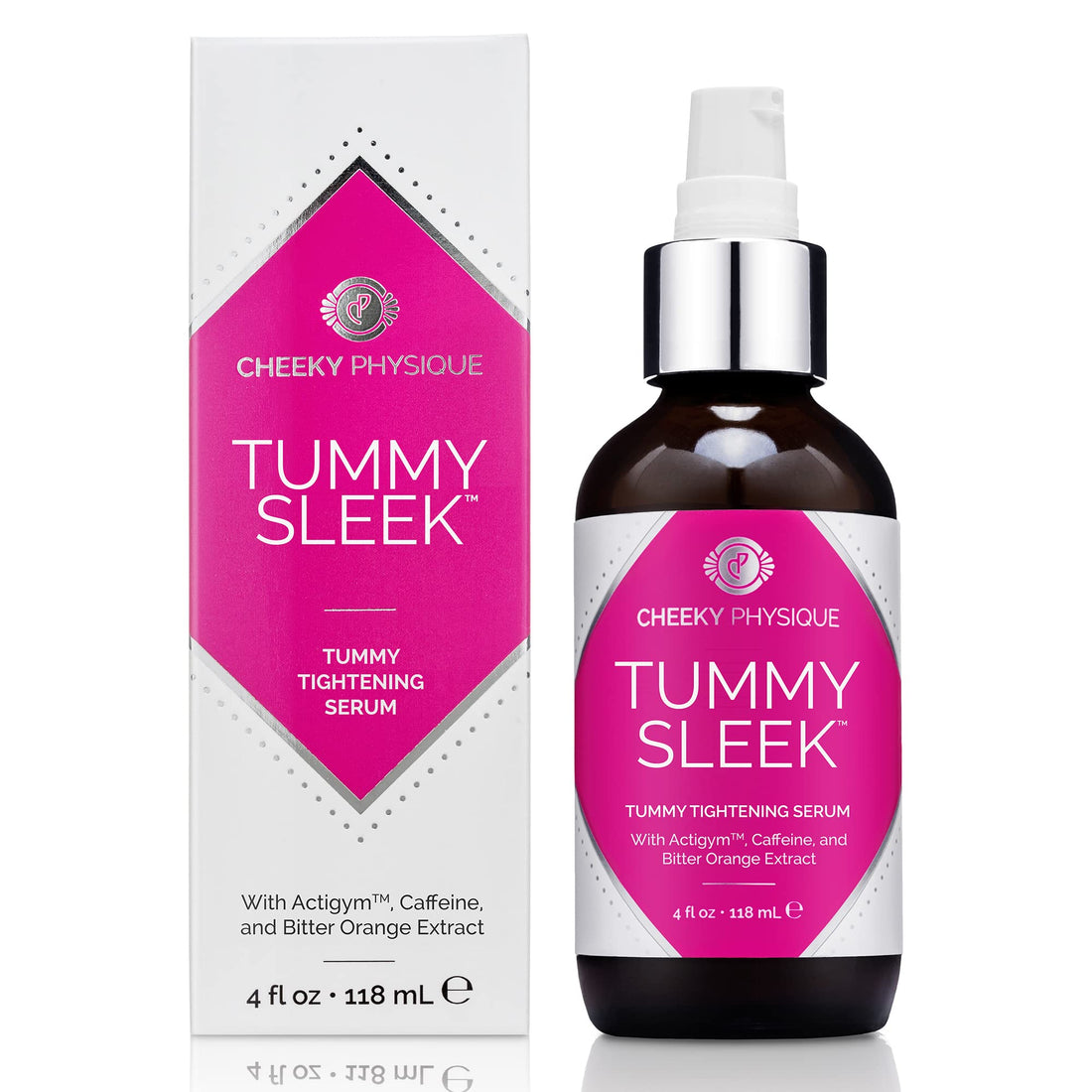 Tummy Sleek Tummy Tightening Serum - Body Firming Treatment for Abs and Waist with Actigym + Caffeine + Bitter Orange Extract - 4 oz.