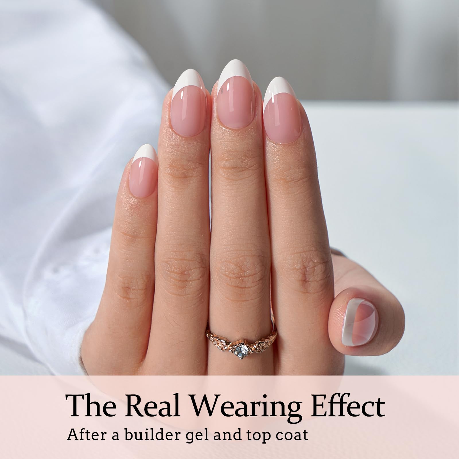 BTArtboxnails French Gel Nail Tips - French Tip Press on Nails Pink Short Almond XCOATTIPS for Nail Extensions