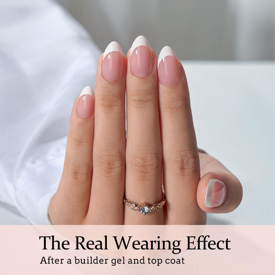 BTArtboxnails French Gel Nail Tips - French Tip Press on Nails Pink Short Almond XCOATTIPS for Nail Extensions