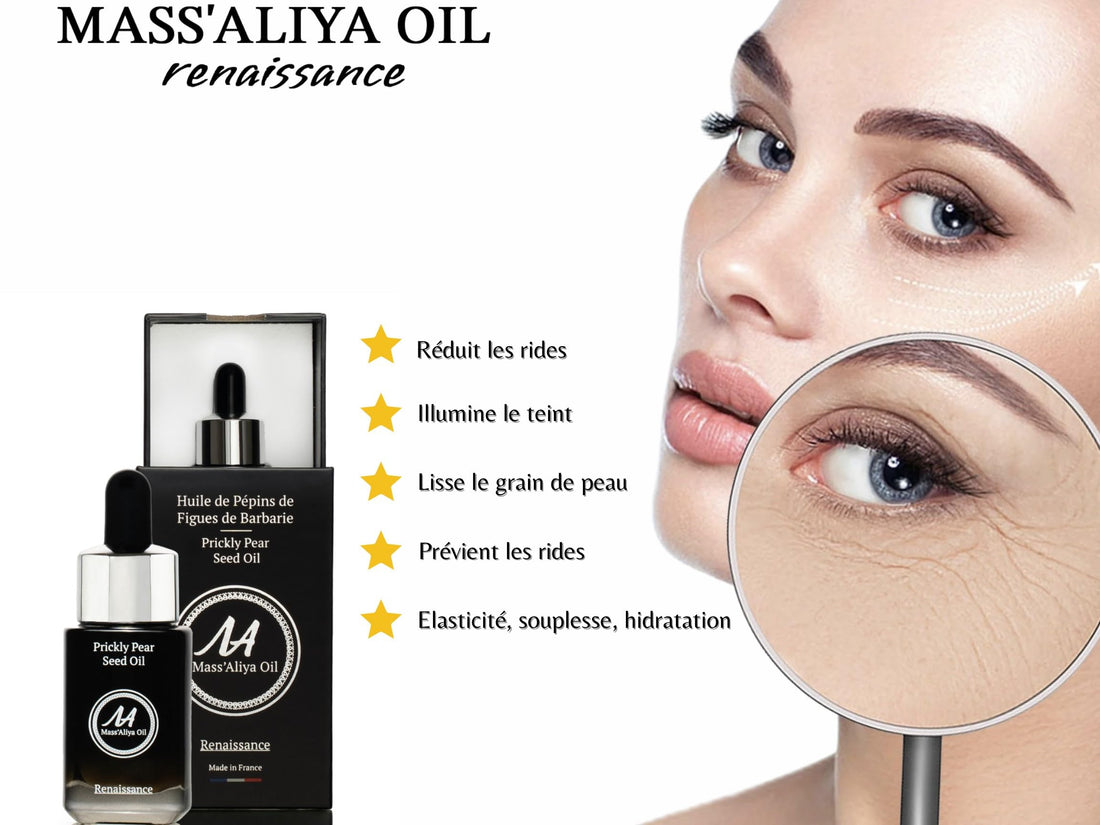 MASSALIYA OIL, Facial Prickly Pear Seed Oil, MADE IN FRANCE, Face and Body, anti-aging moisturizing care, Moroccan pure cold-pressed, 0.5 oz, 100% natural, barbary fig, cactus oil