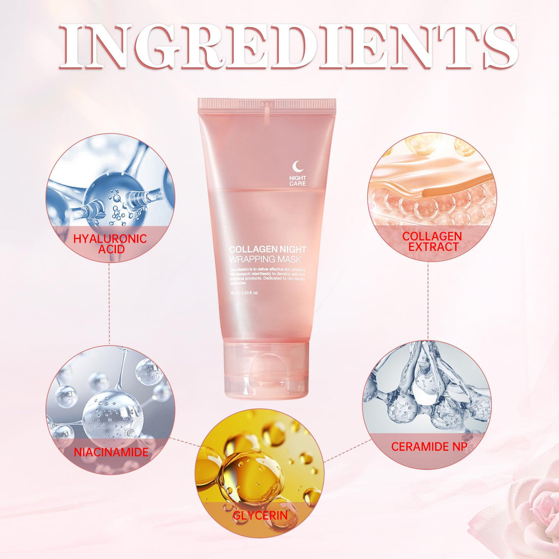 Collagen Night Wrapping Mask,Hydrates and Tightens Skin Reduces Sagging Bio Collagen Sleeping Mask. (1 Pcs)