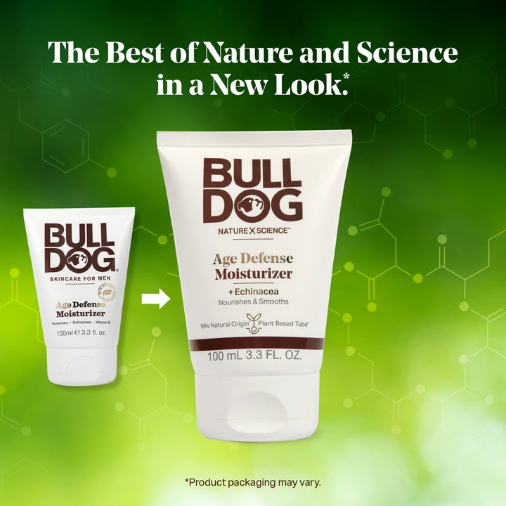 Bulldog Mens Skincare and Grooming Age Defense Moisturizer with Vitamin E, 3.3 Fl. Oz. - Pack of 2