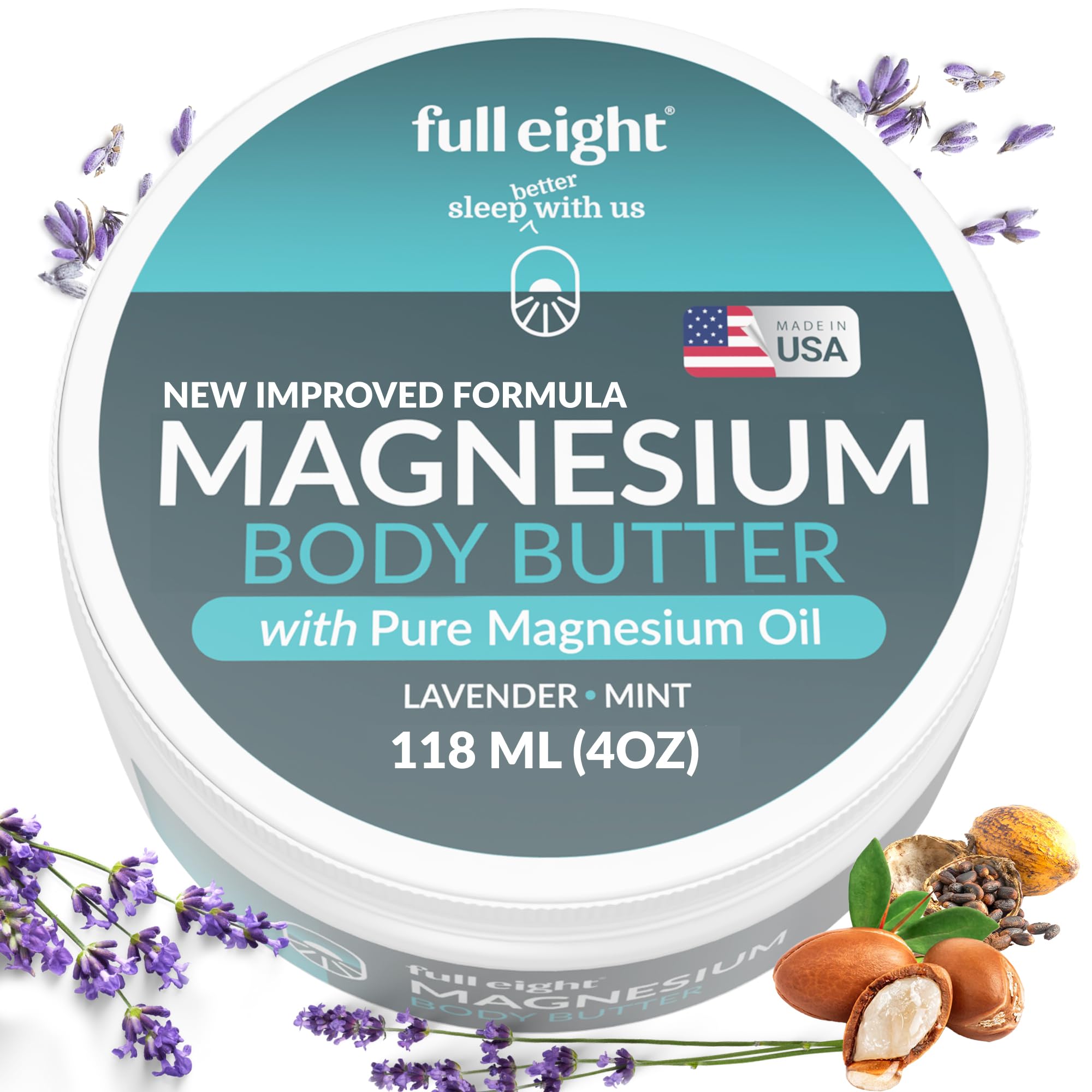 Magnesium Body Butter – Quick Ease for Tensed Legs, Tight Muscles & Sleep, Organic Ingredients with Pure Magnesium Oil, Exfoliating Topical Cream 4oz