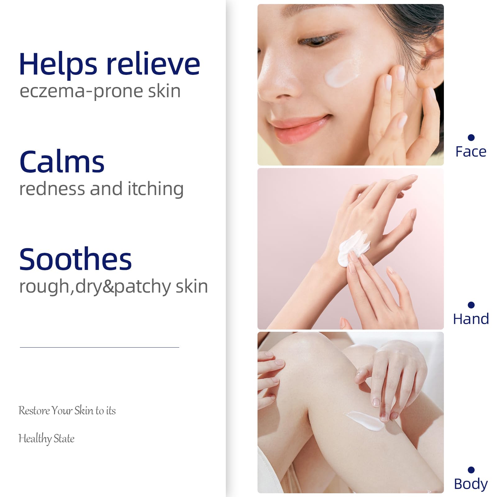 NEORIVER All-Natural Eczema Relief Cream Made with Sea Moss and Aloe Vera,Eczema Cream for Adults, Calming and Soothing Sensitive Skin Dry Skin, Full Body Moisturizing Lotion, Fragrance Free, 4 Oz