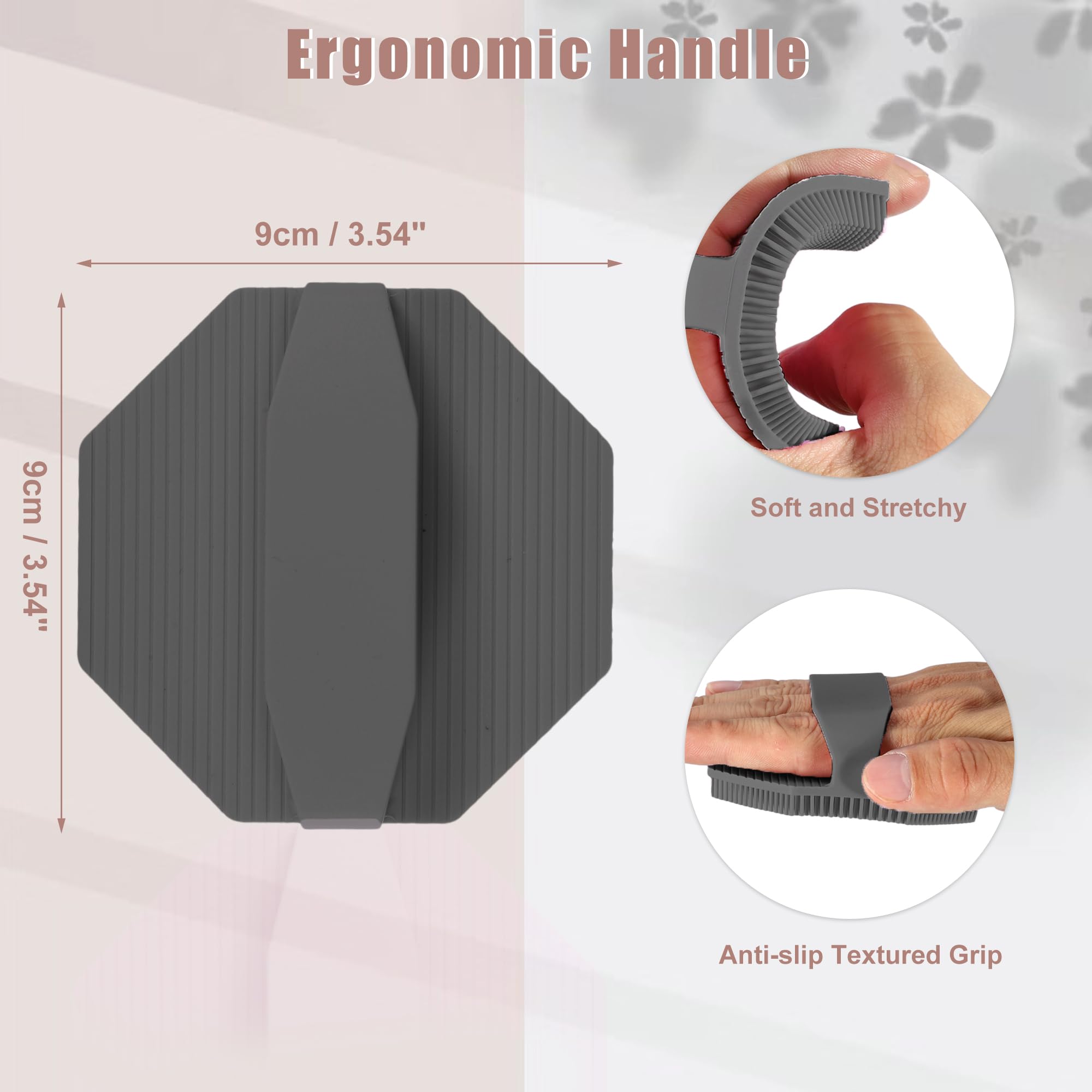 VOCOSTE Silicone Body Scrubber, Exfoliating Shower Scrubber with Non-Slip Hand Strap, Body Brush for All Skin Types, Body Scrubber for Use in Shower, Gray