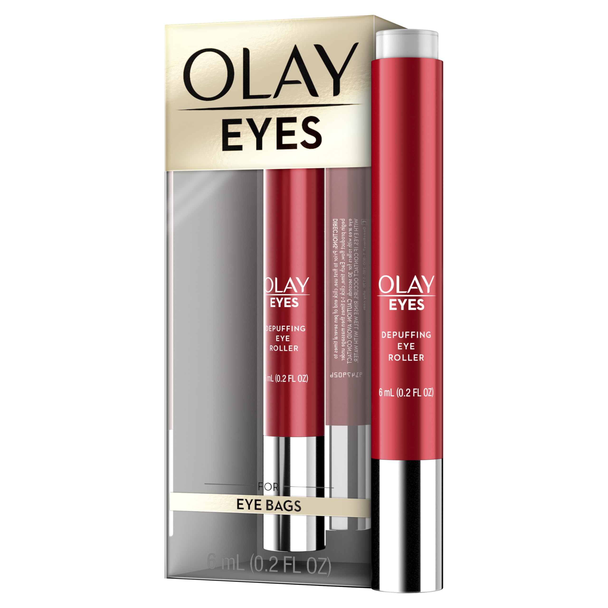 Olay Eye Treatment Eyes Depuffing Eye Roller with Vitamin E Massages to Help Reduce Puffiness and Instantly Awaken Tired-Looking Eyes, 0.2 Fl Oz